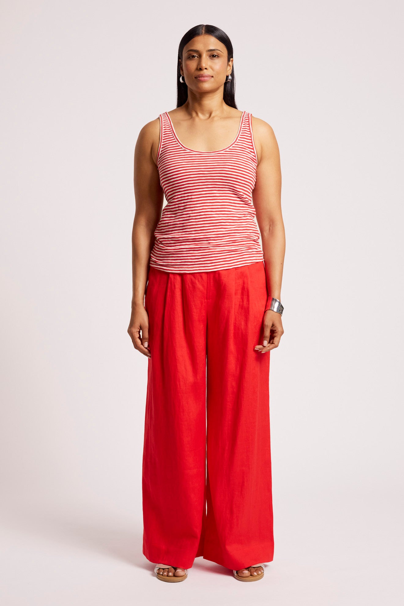 Casa Striped Tank - Aperol / White