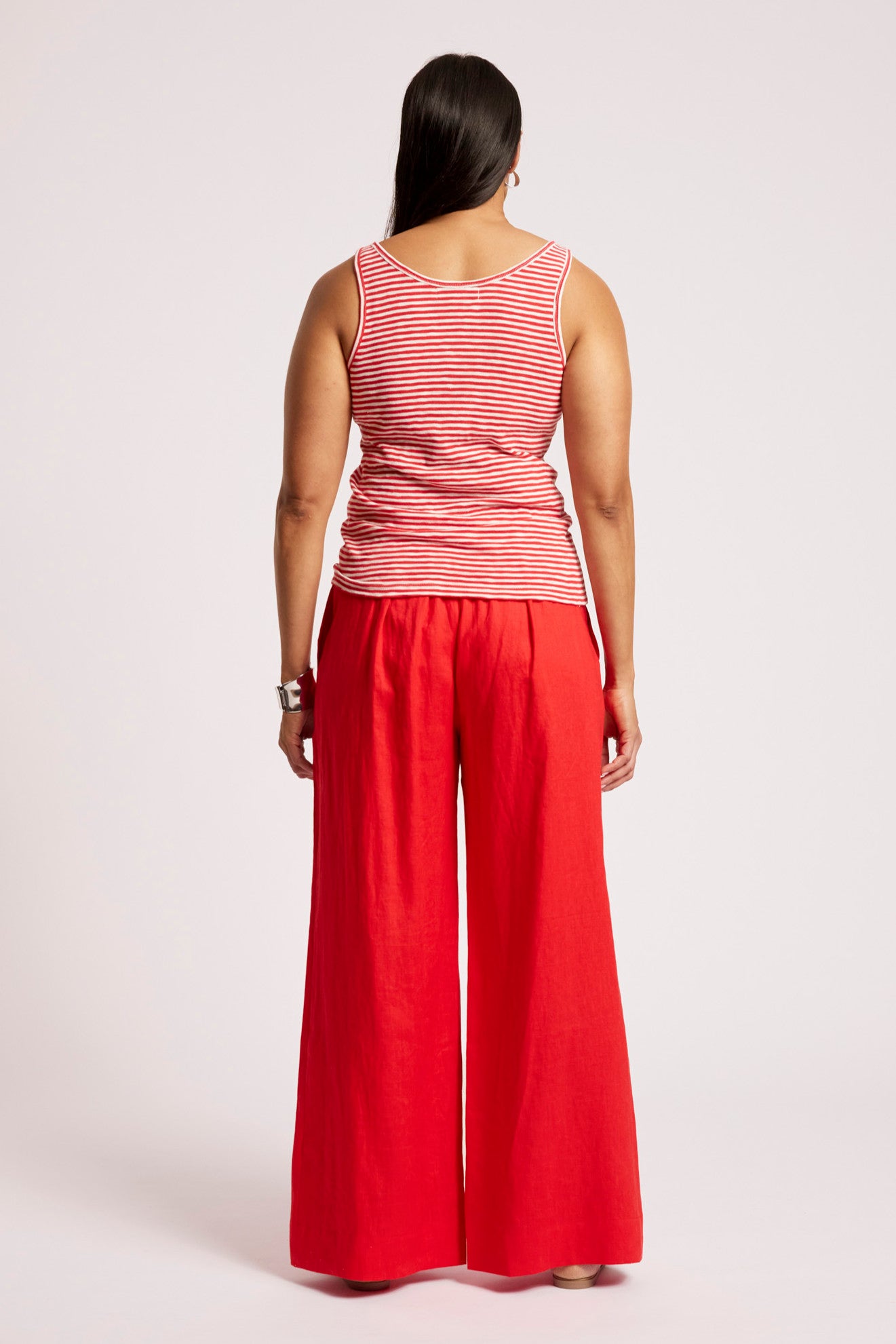 Casa Striped Tank - Aperol / White