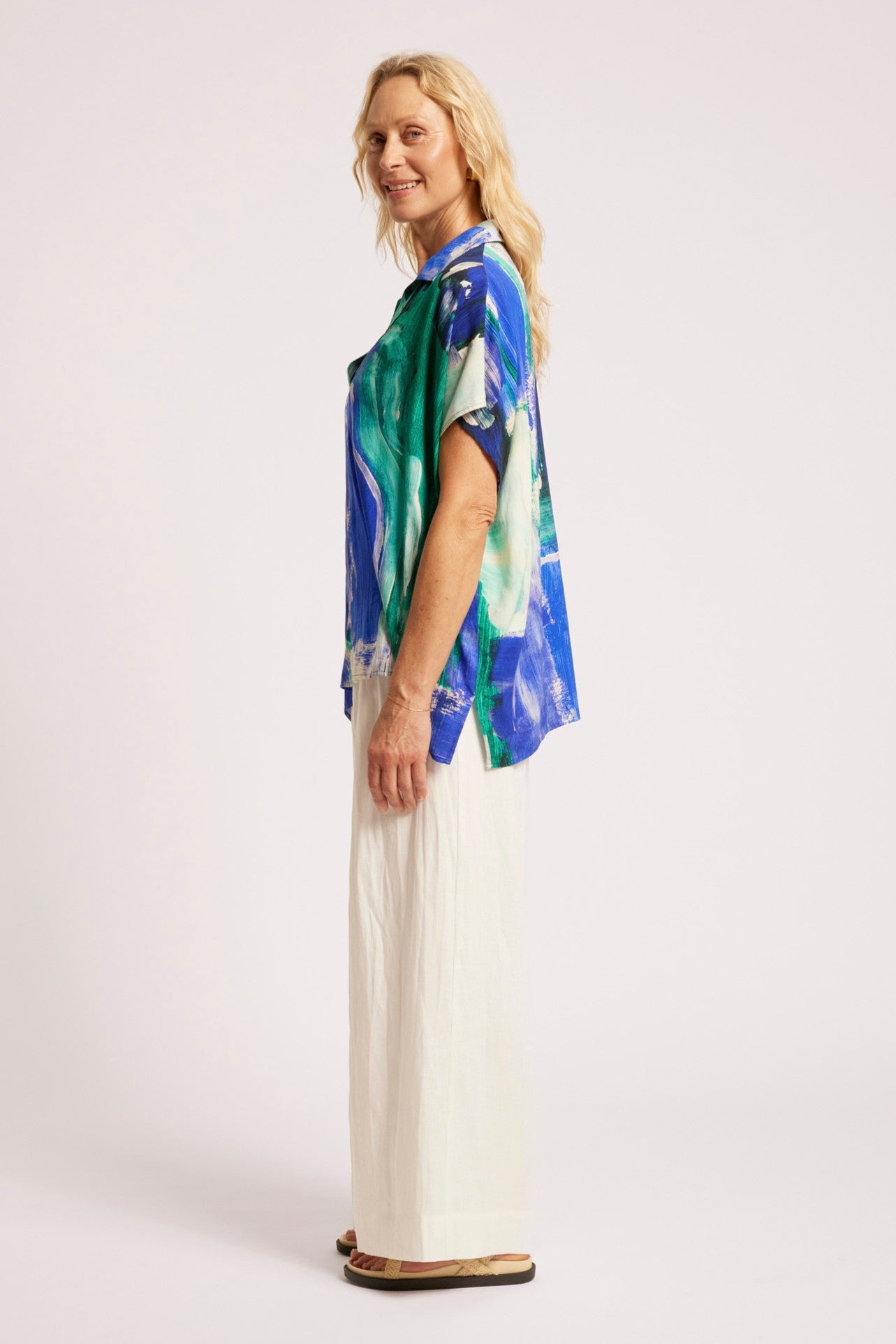 Palmera Collared Top - Seafoam