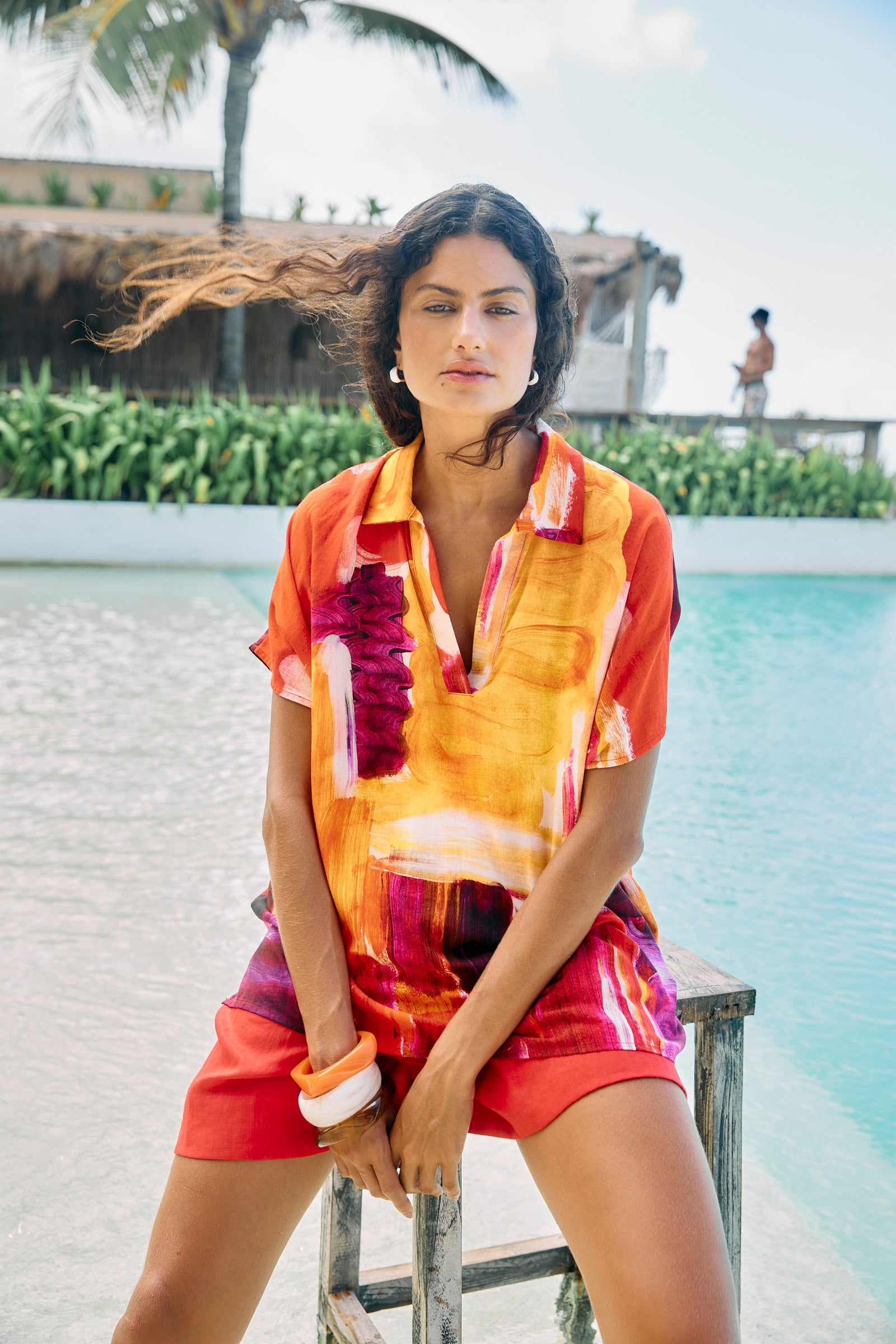 Palmera Collared Top - Solara