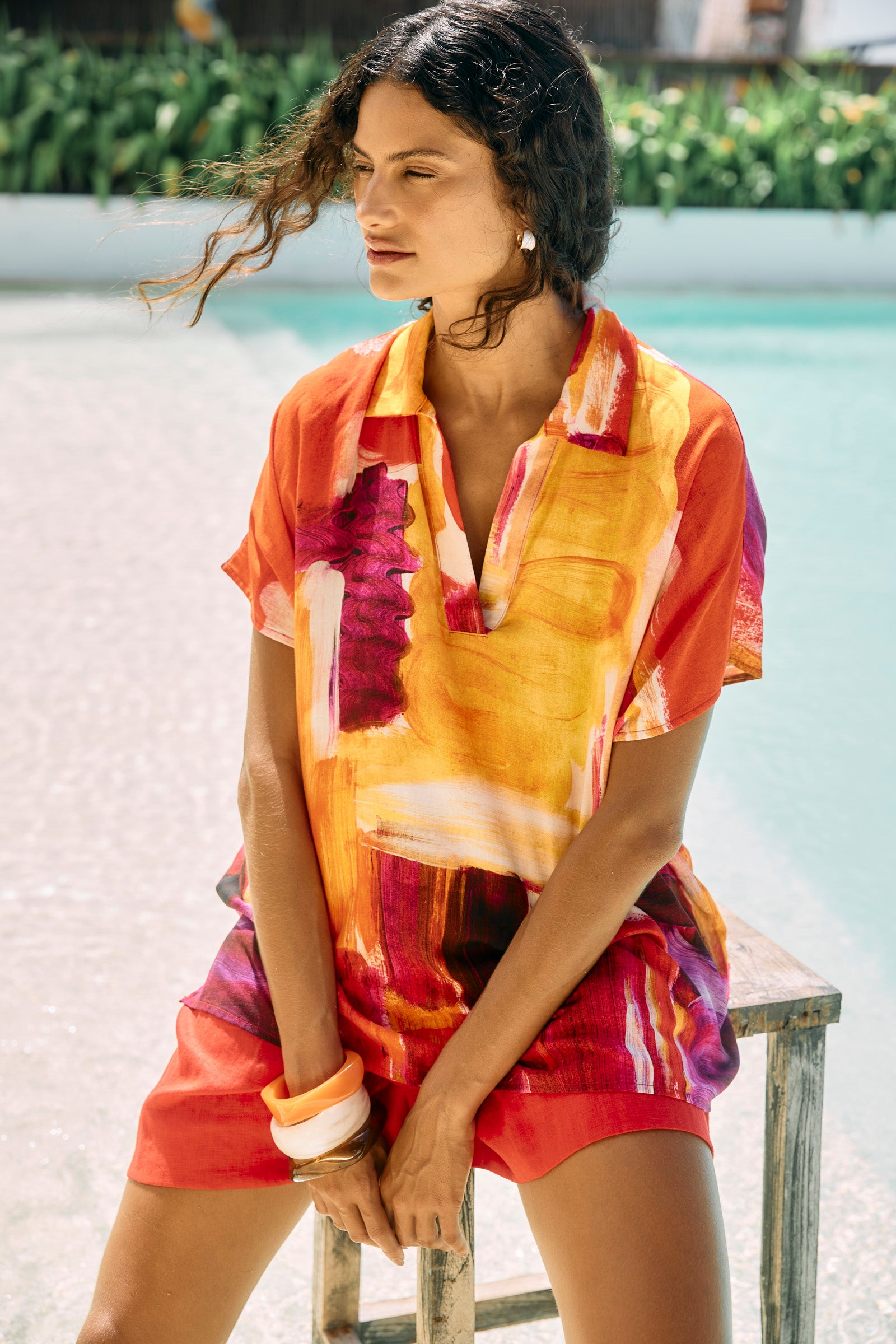 Palmera Collared Top - Solara