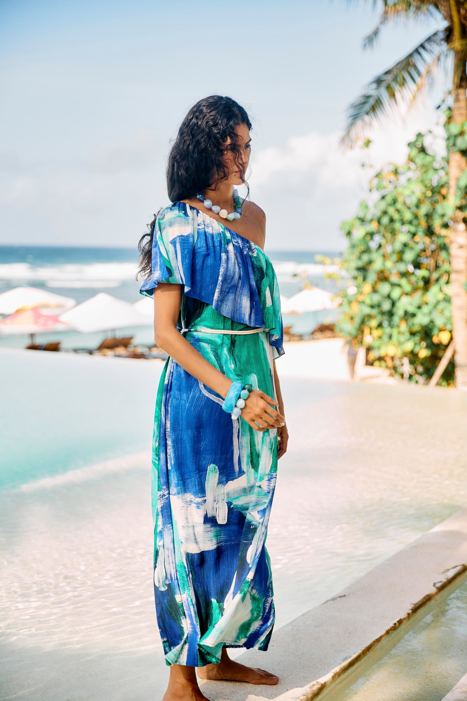 Palmera Off Shoulder Dress  - Seafoam