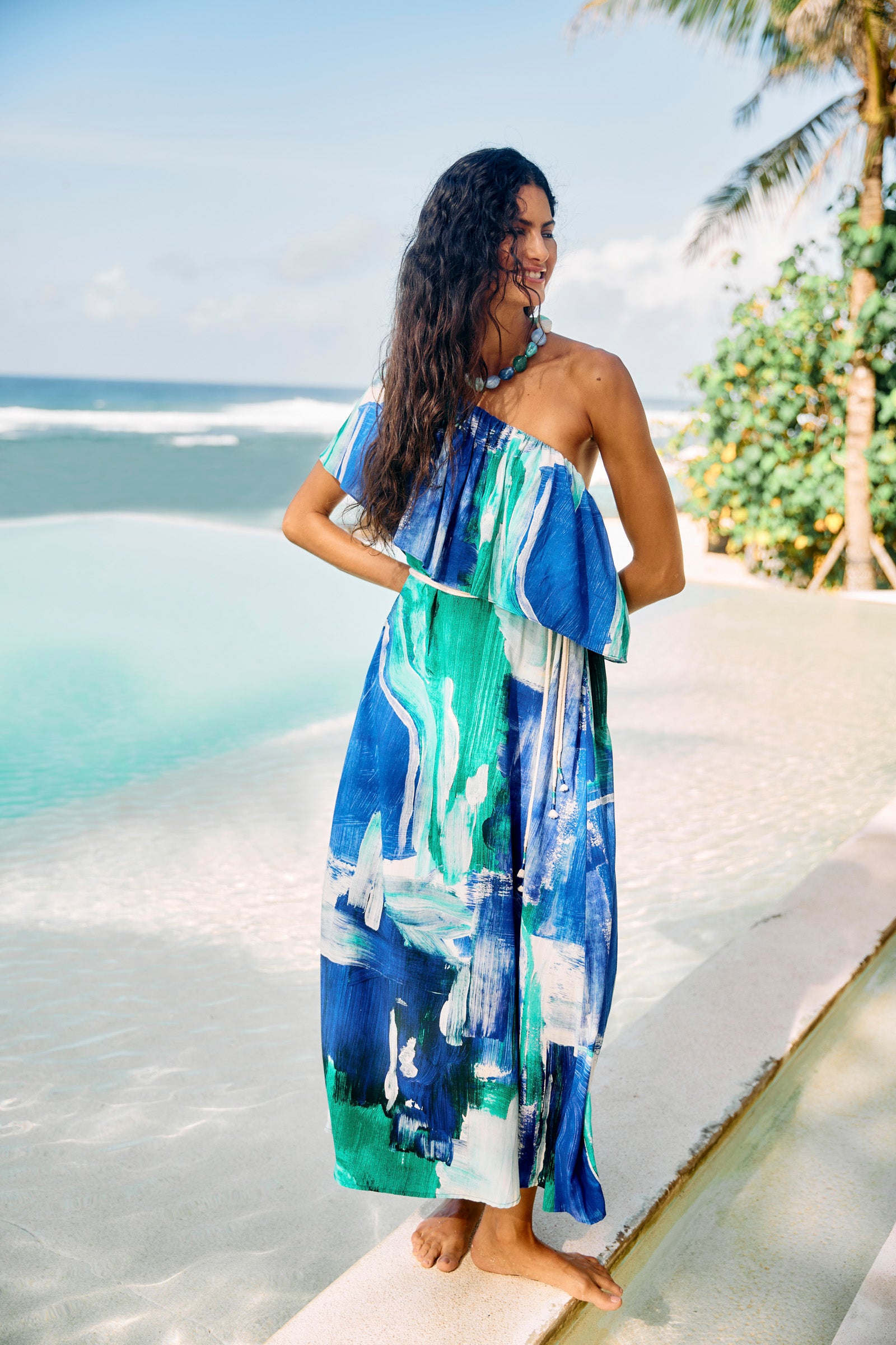 Palmera Off Shoulder Dress  - Seafoam