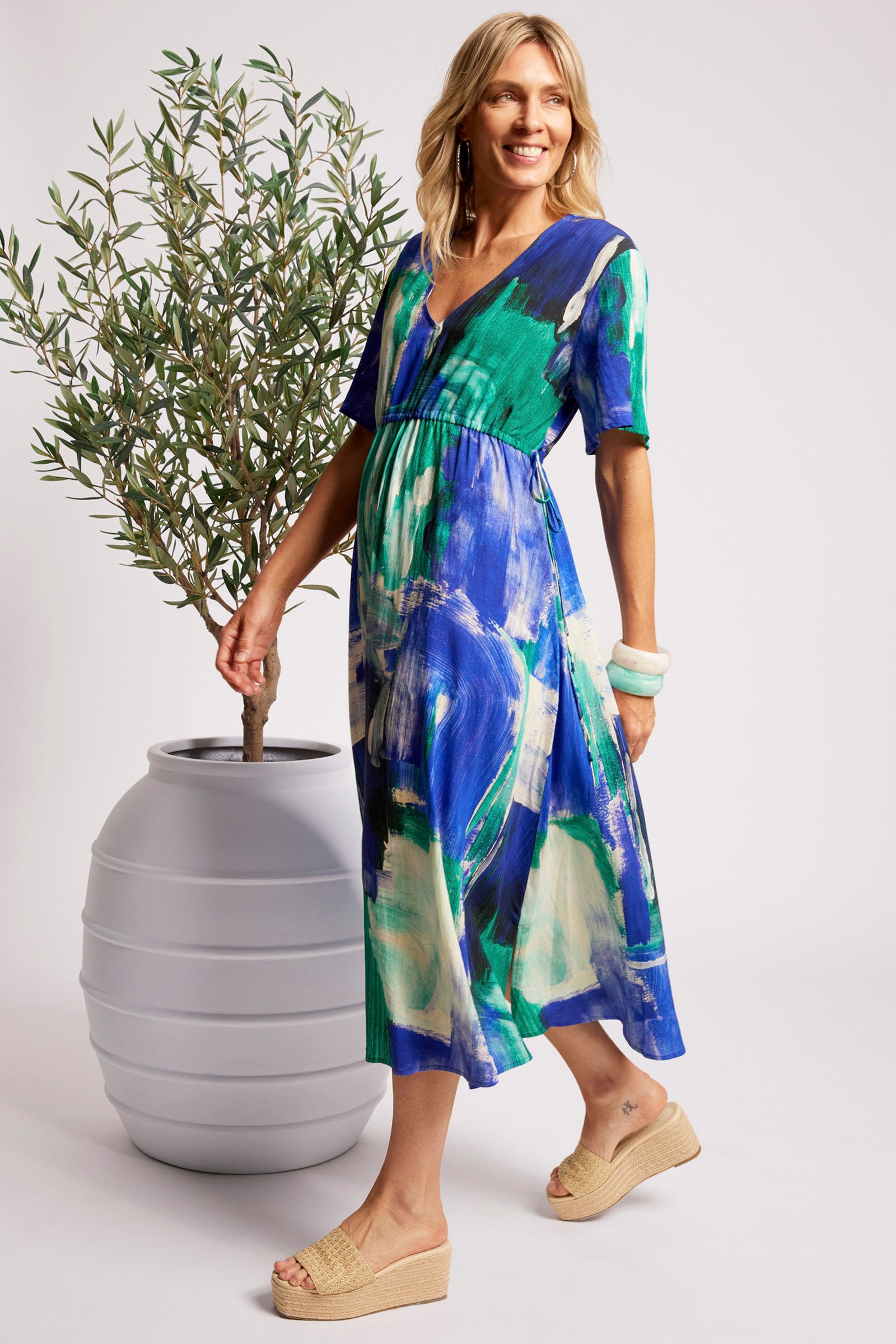 Palmera Tie Maxi Dress - Seafoam