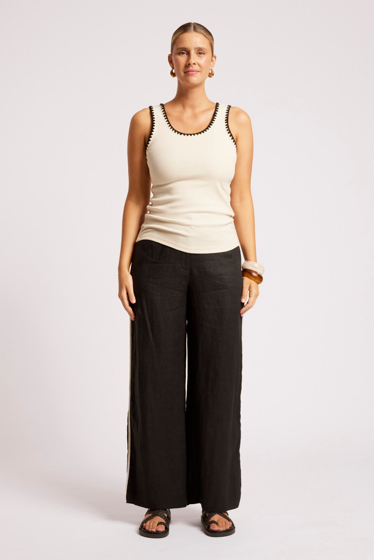 Maris Stitched Tank - Tusk / Black