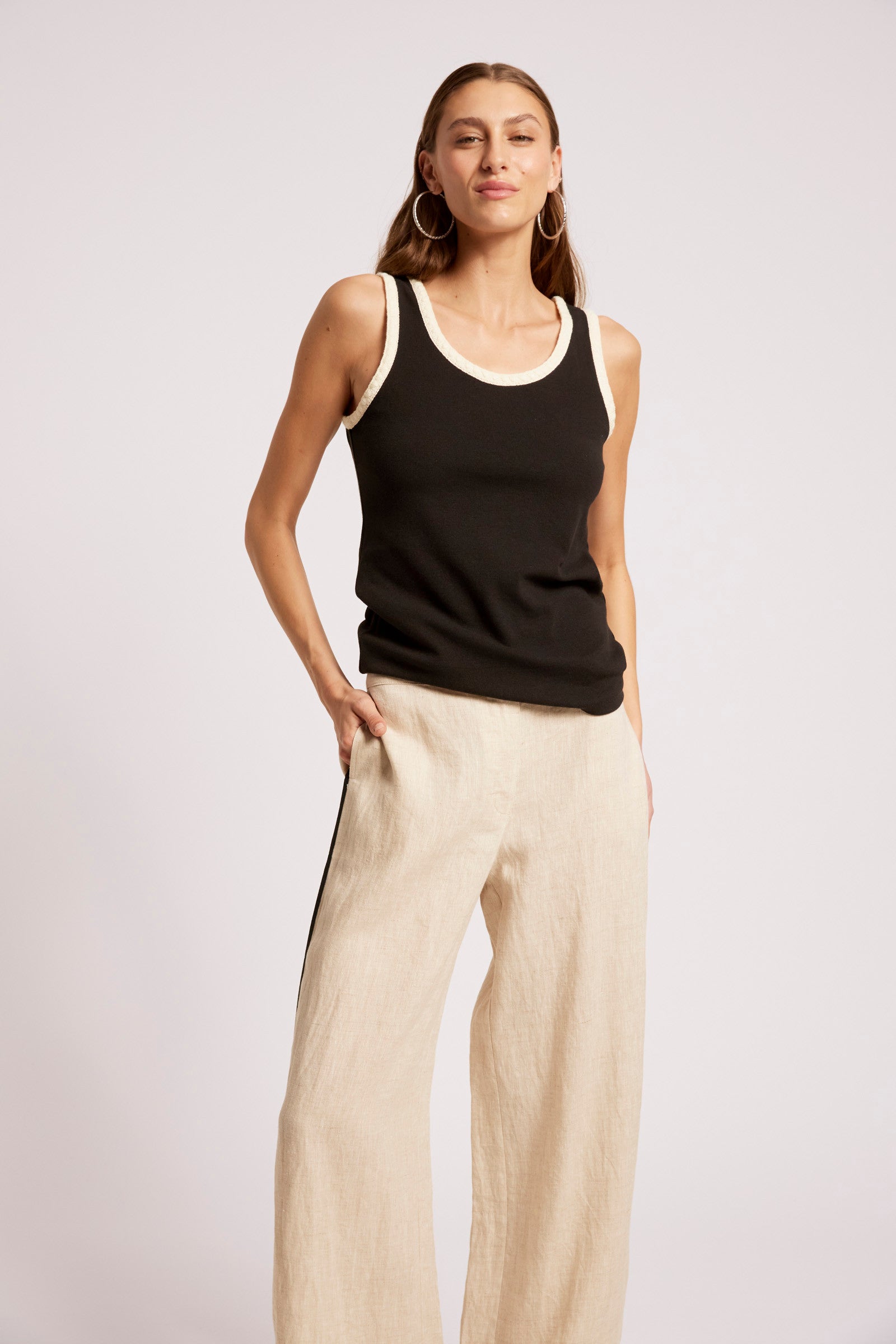 Maris Stitched Tank - Black / Tusk