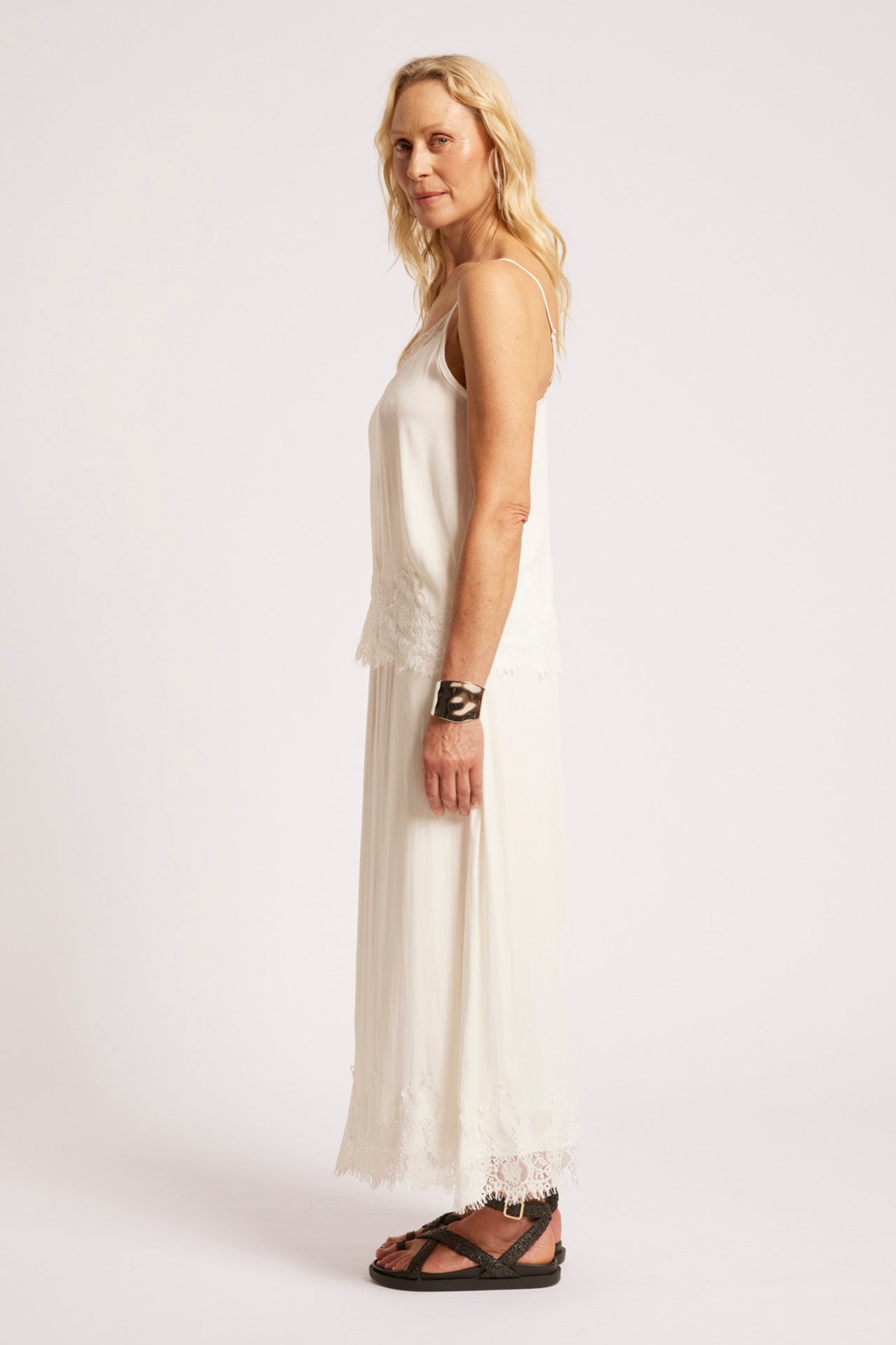 Drift Lace Tank - White