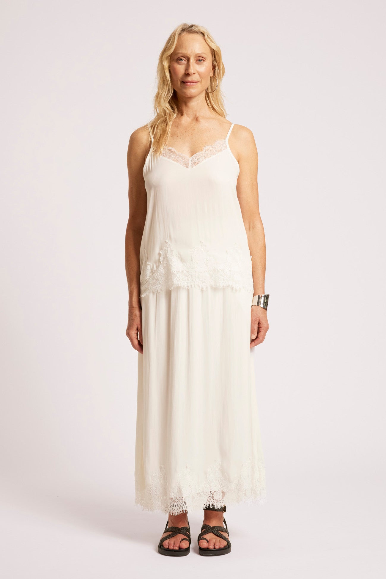 Drift Lace Tank - White