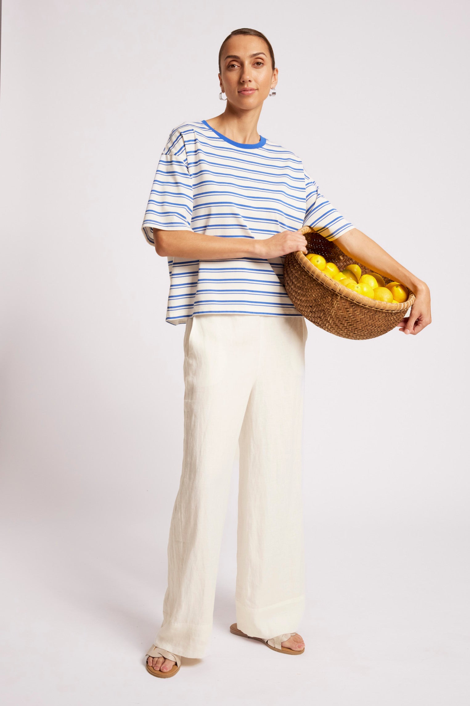 Paloma Striped Tshirt - Azure / White