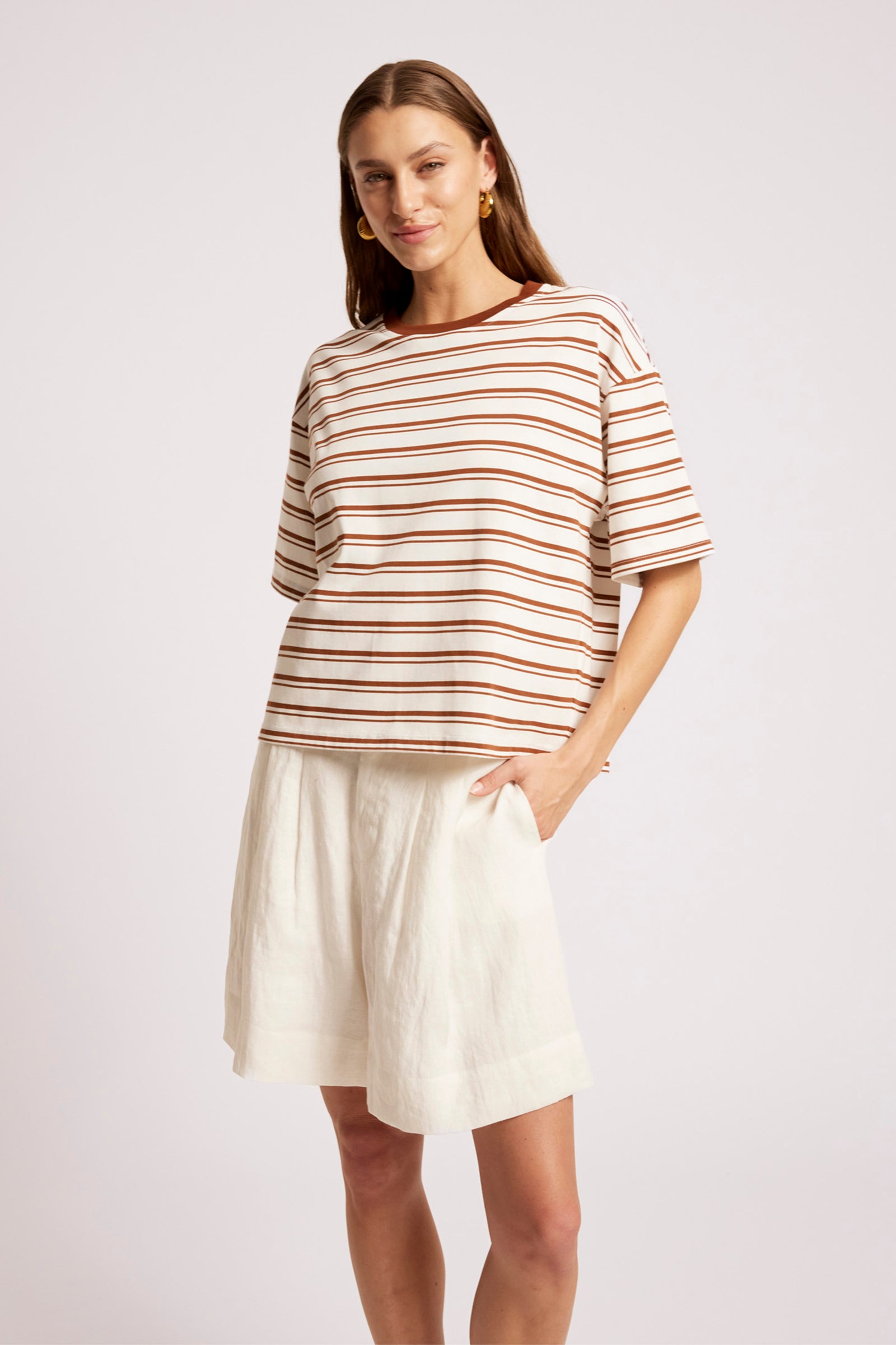 Paloma Striped Tshirt - Dune / White