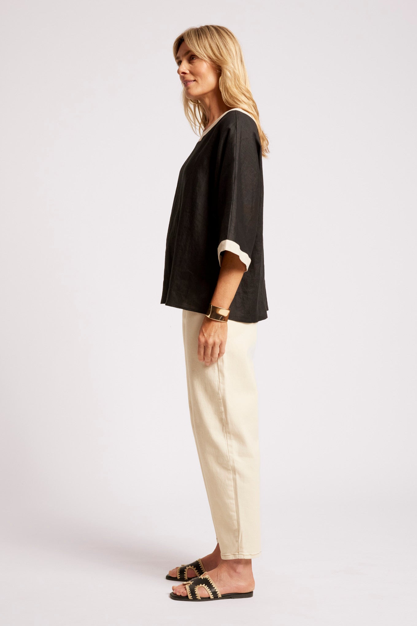 Maris Relaxed Splice Top - Black / Tusk