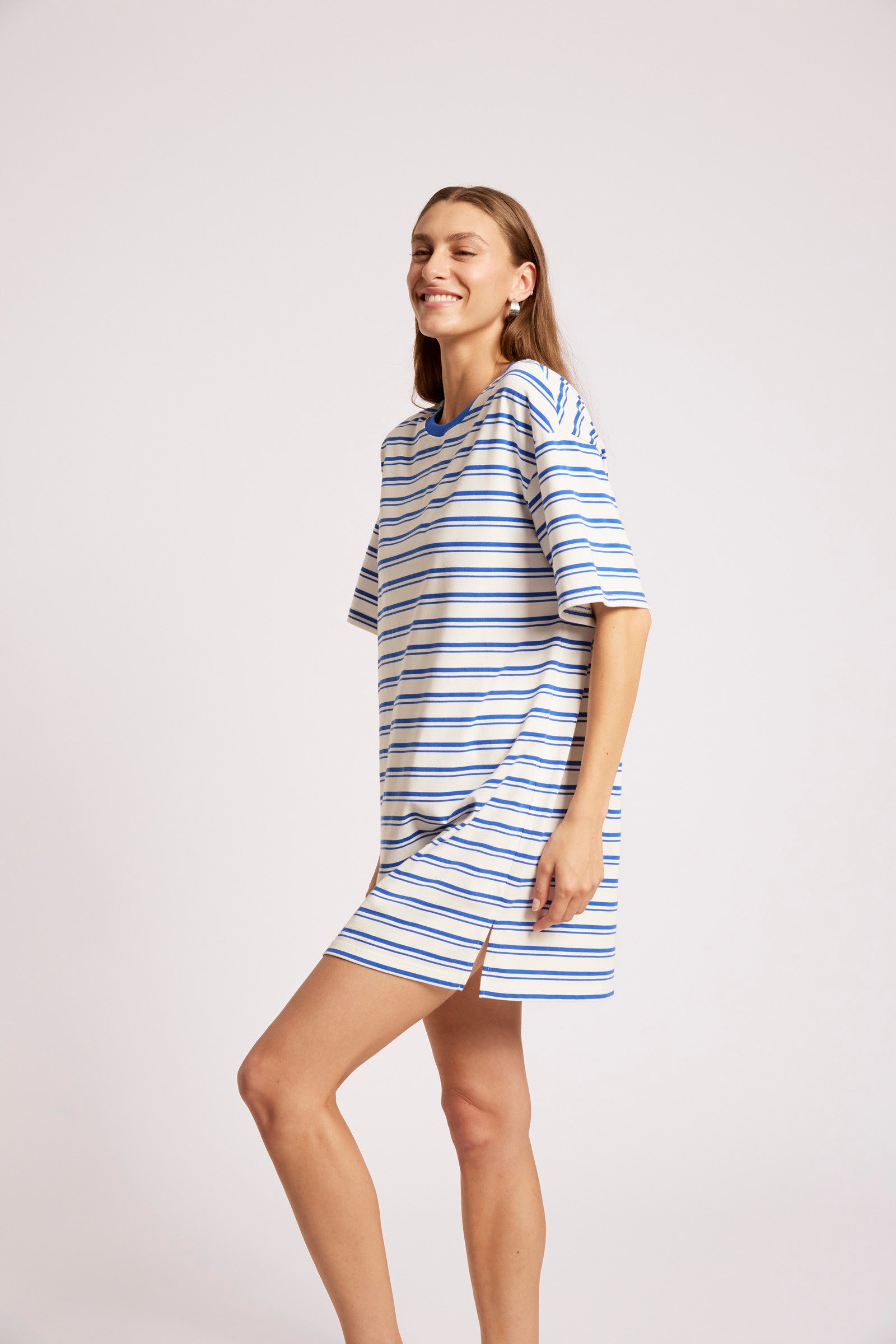 Paloma Striped Dress - Azure / White