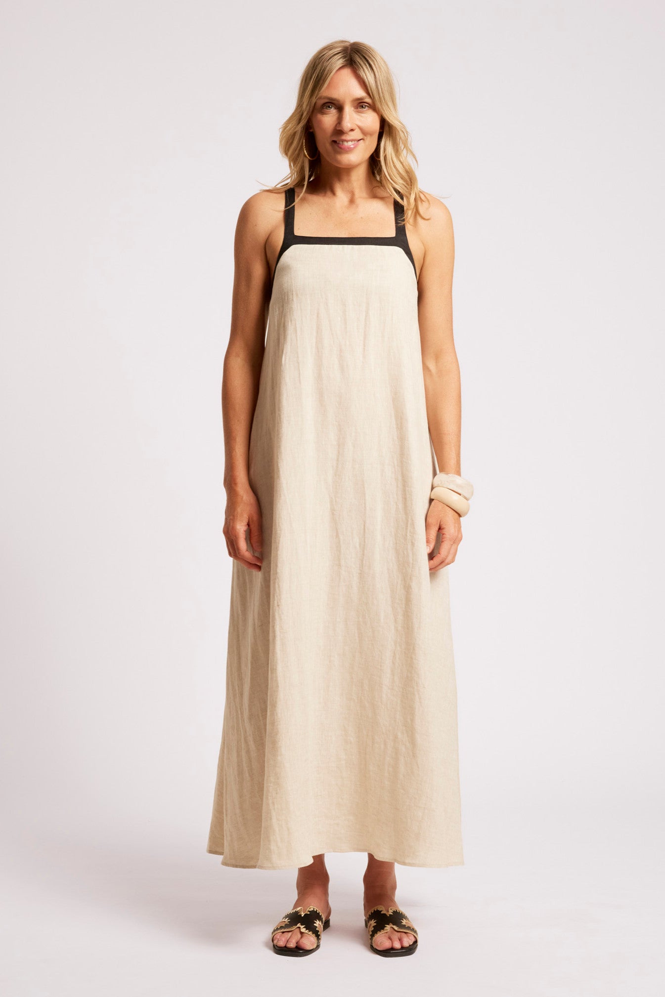 Maris Splice Tank Maxi Dress - Tusk / Black