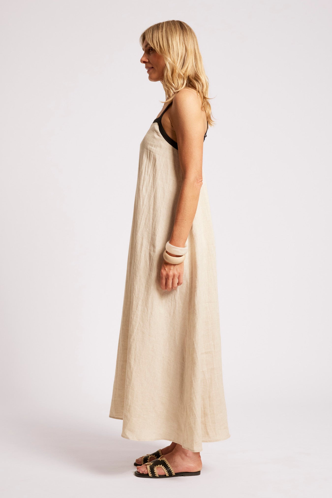 Maris Splice Tank Maxi Dress - Tusk / Black