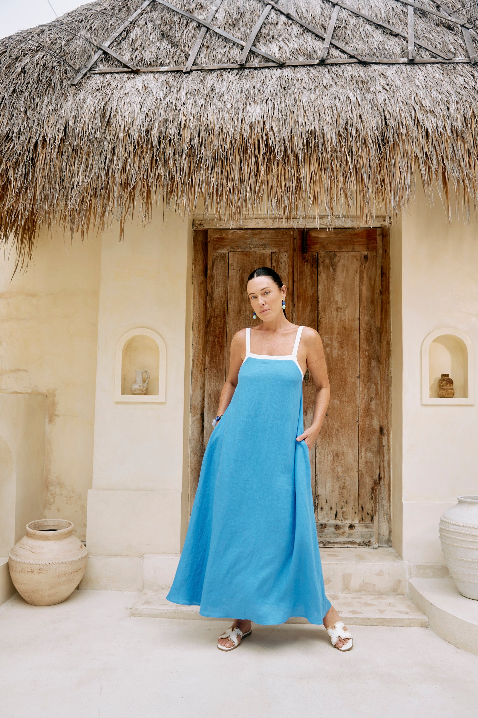 Maris Splice Tank Maxi Dress - Marine / White