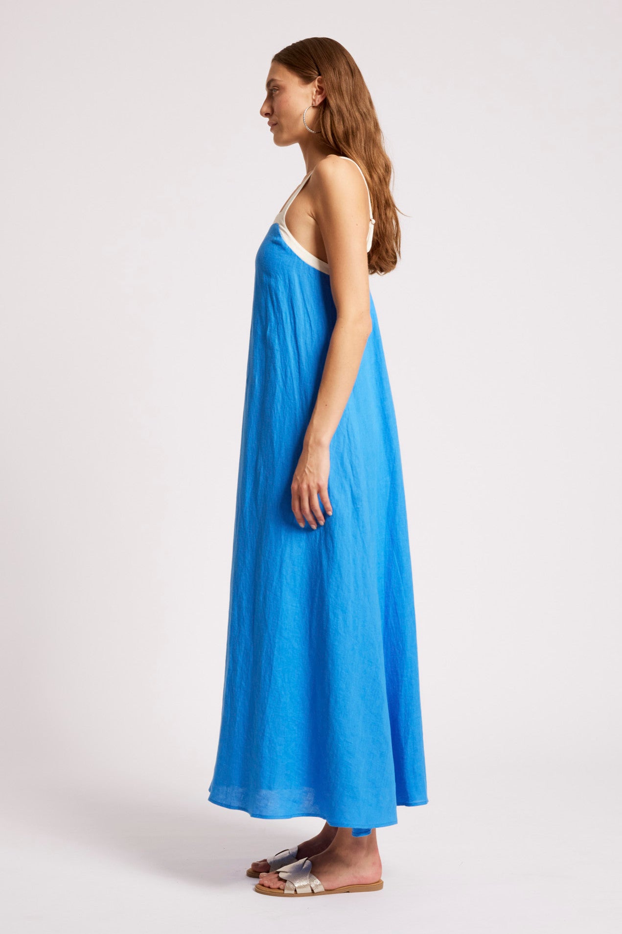 Maris Splice Tank Maxi Dress - Marine / White
