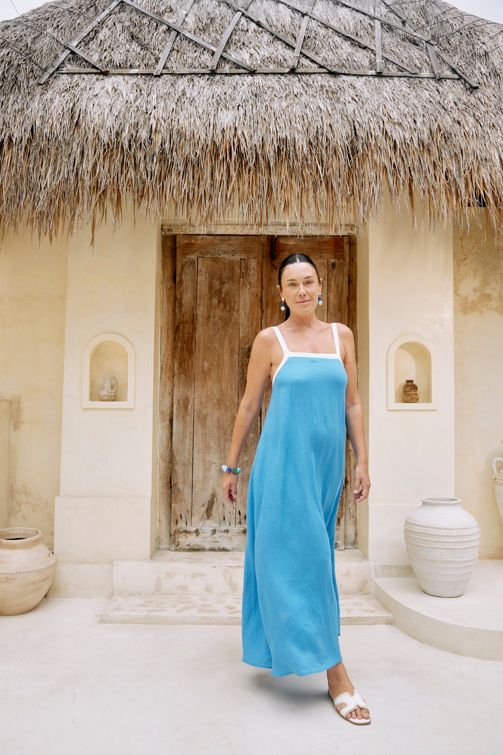 Maris Splice Tank Maxi Dress - Marine / White