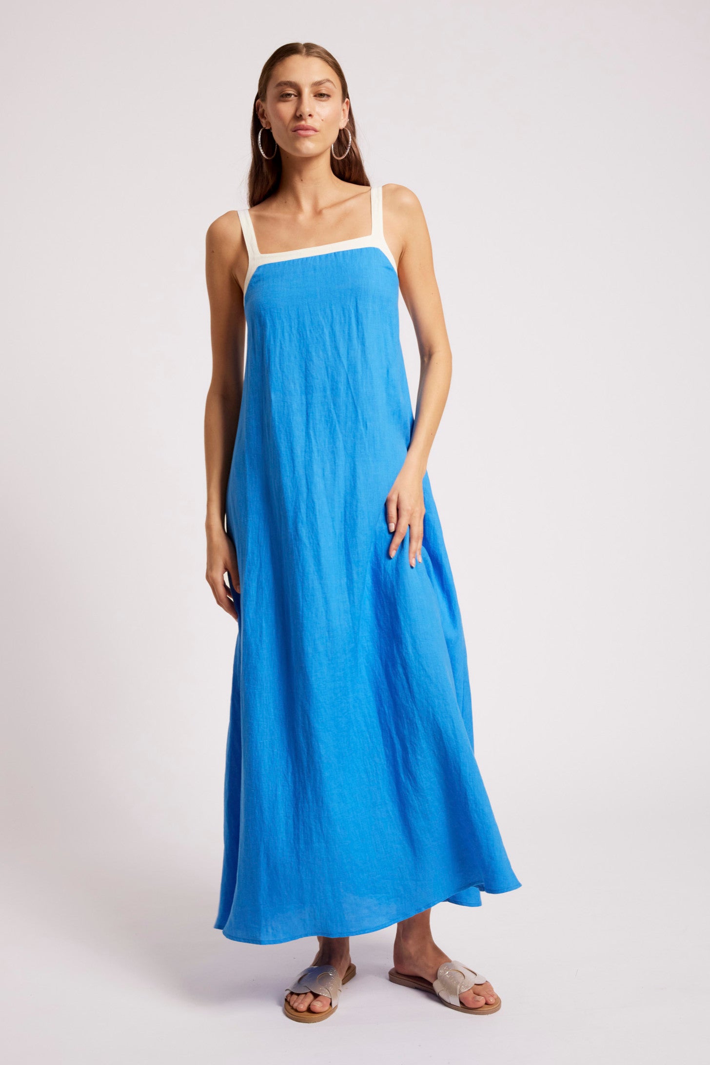 Maris Splice Tank Maxi Dress - Marine / White