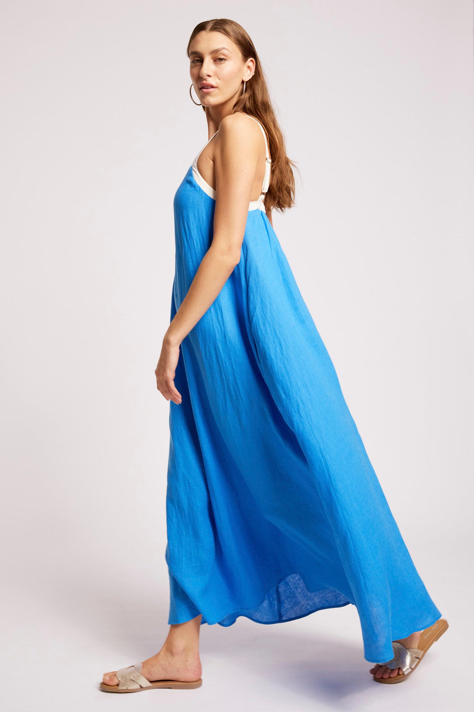 Maris Splice Tank Maxi Dress - Marine / White