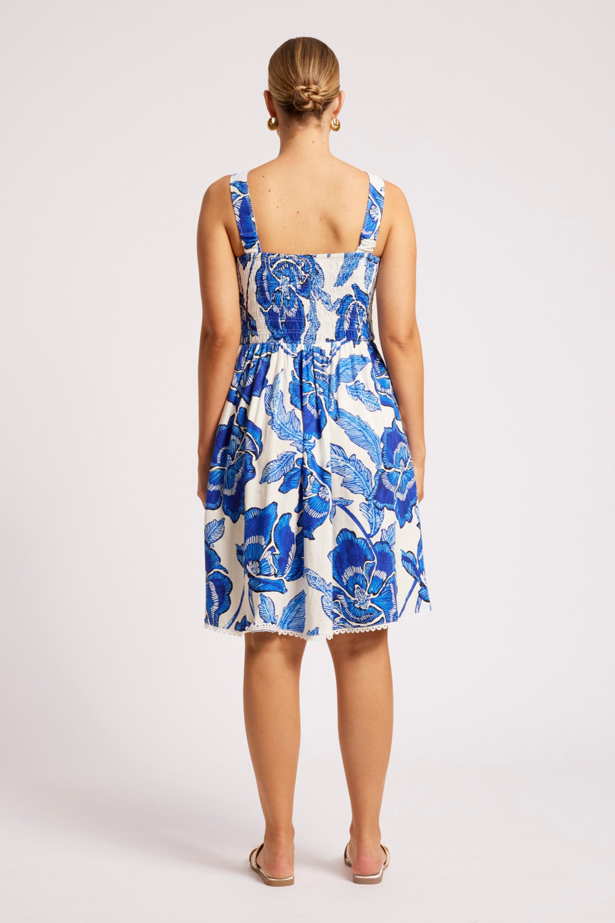 Gaia Shirred Tank Dress - Azure