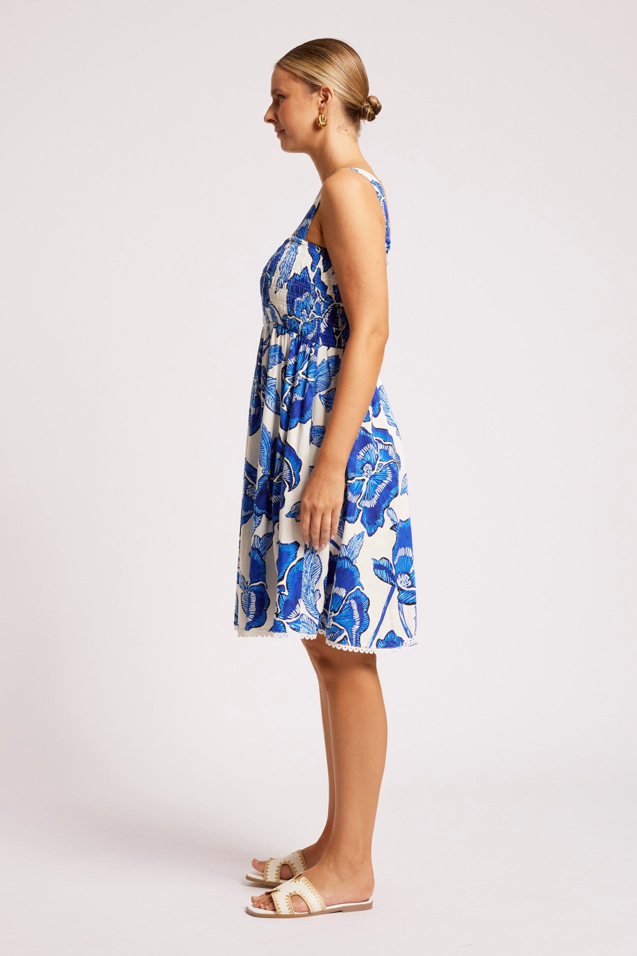 Gaia Shirred Tank Dress - Azure