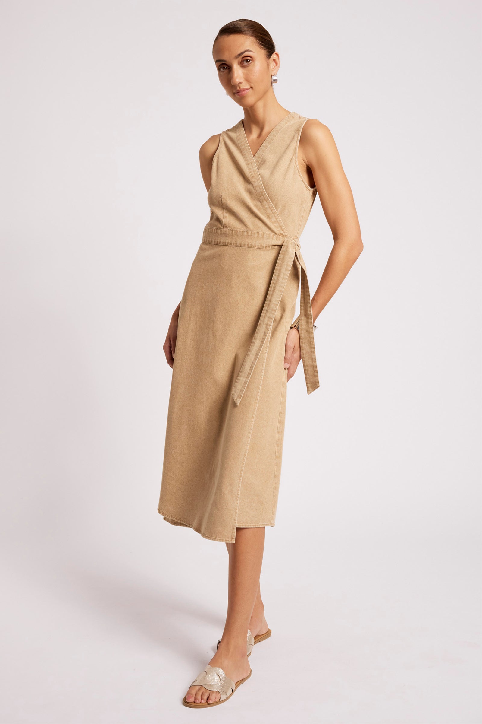 Dusk Denim Wrap Dress - Dune