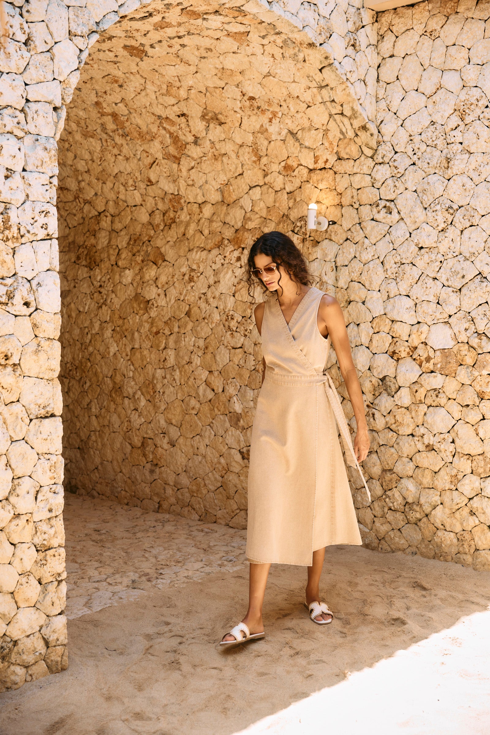 Dusk Denim Wrap Dress - Dune