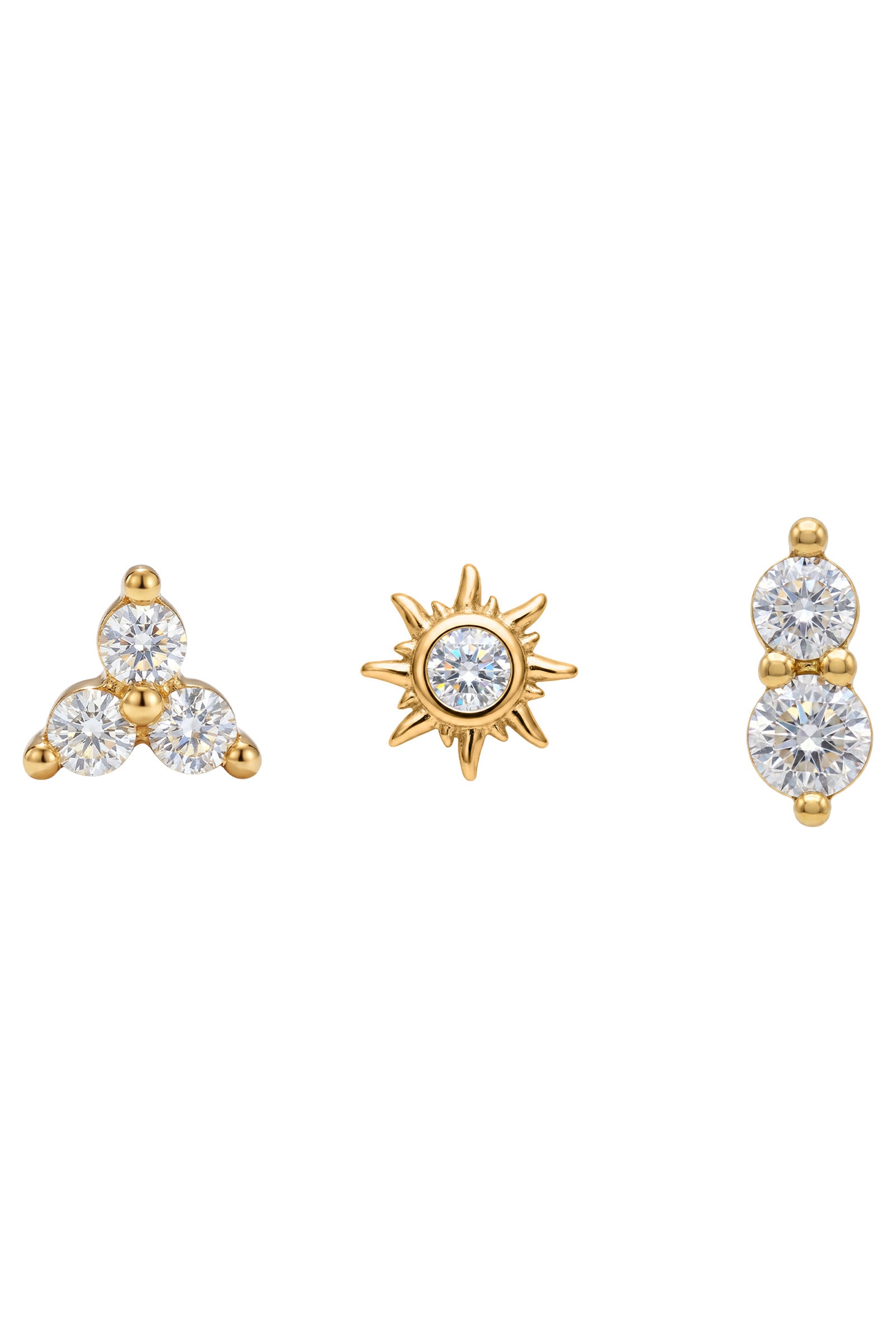 Heritage Trio Earrings - Diamante Gold