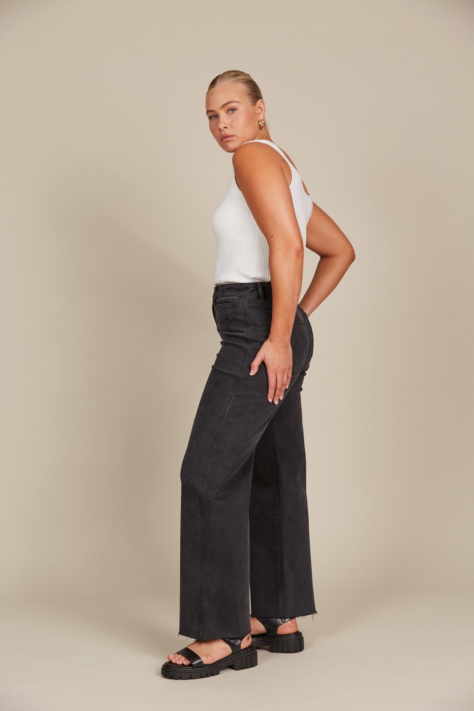 Tate Denim - Ash - eb&ive Clothing - Denim Jean Wide Leg