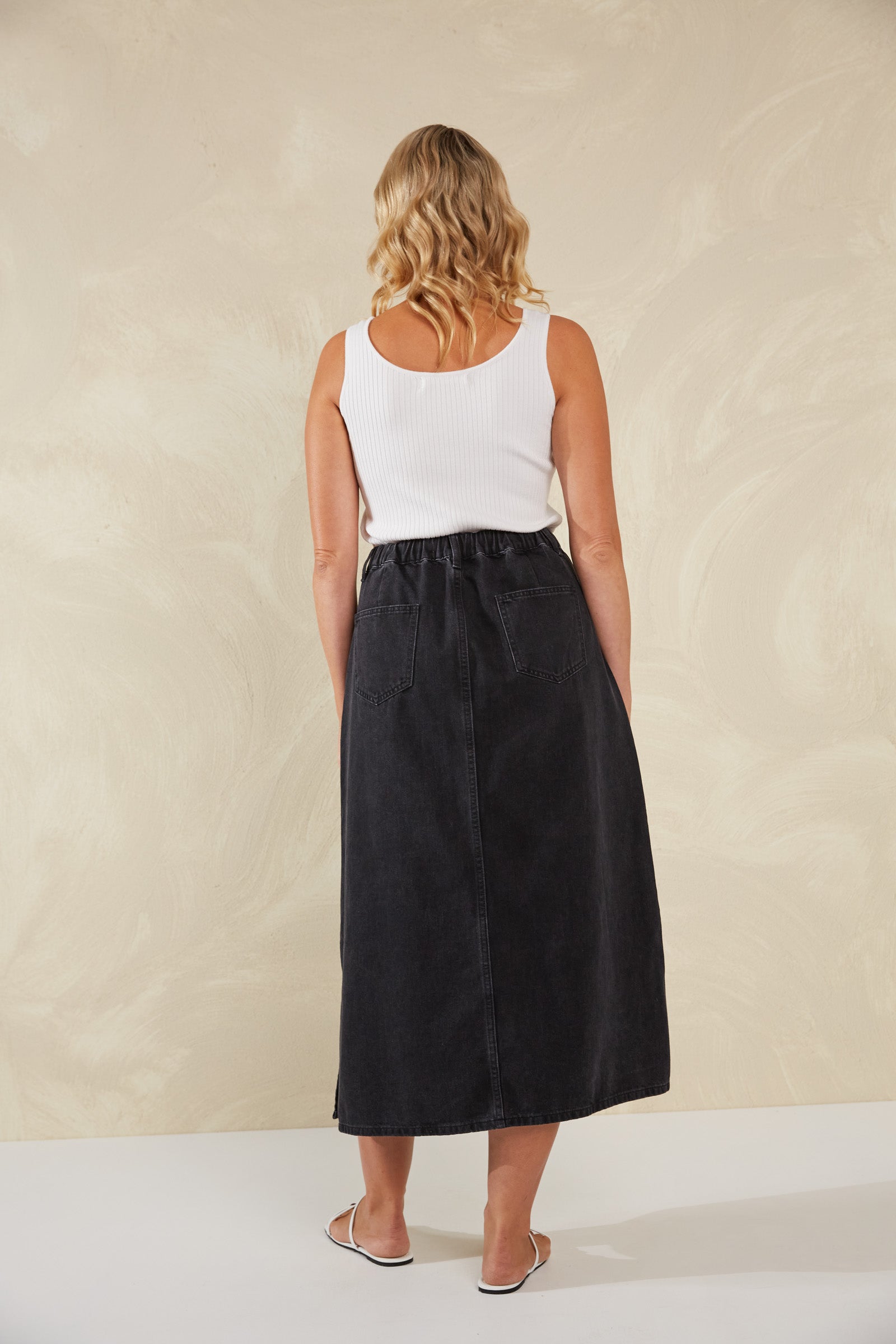 Dalton Denim Skirt - Slate - eb&ive Clothing - Denim Skirt Mid