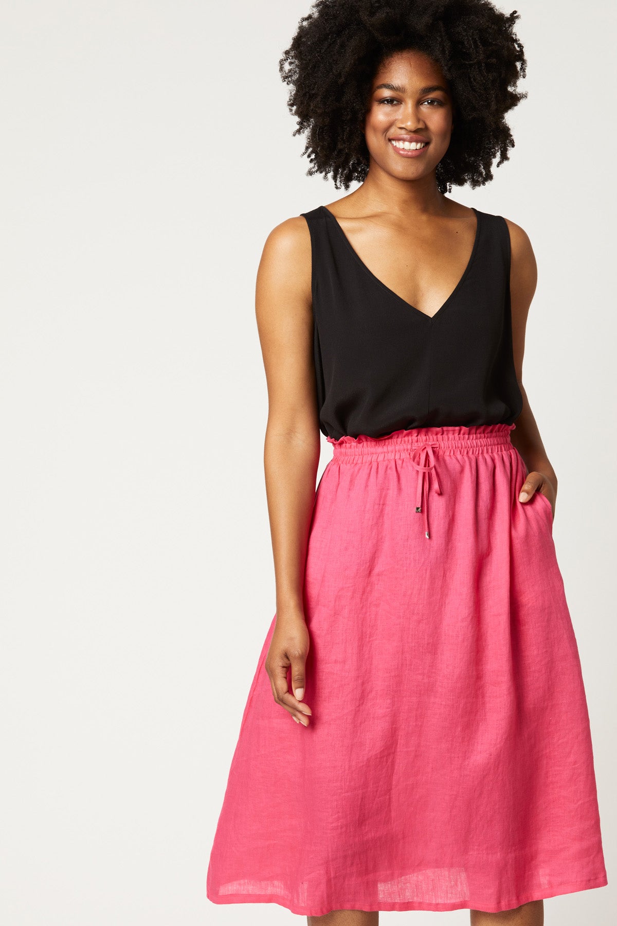 Nala Skirt - Flamingo - eb&ive Clothing - Skirt Mid Linen