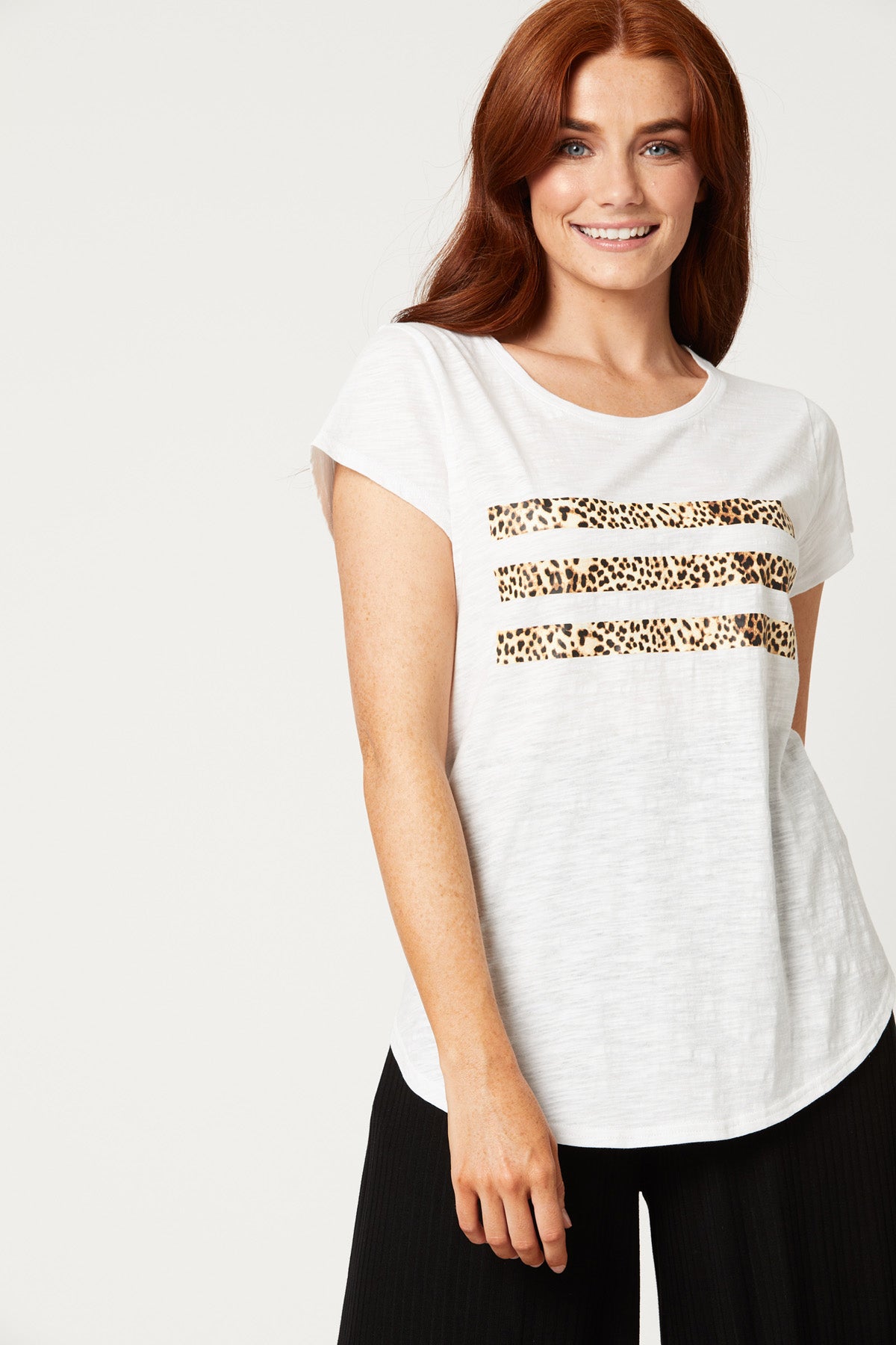 Lioness Tshirt - White / Cheetah - eb&ive Clothing - Top Tshirt Fitted