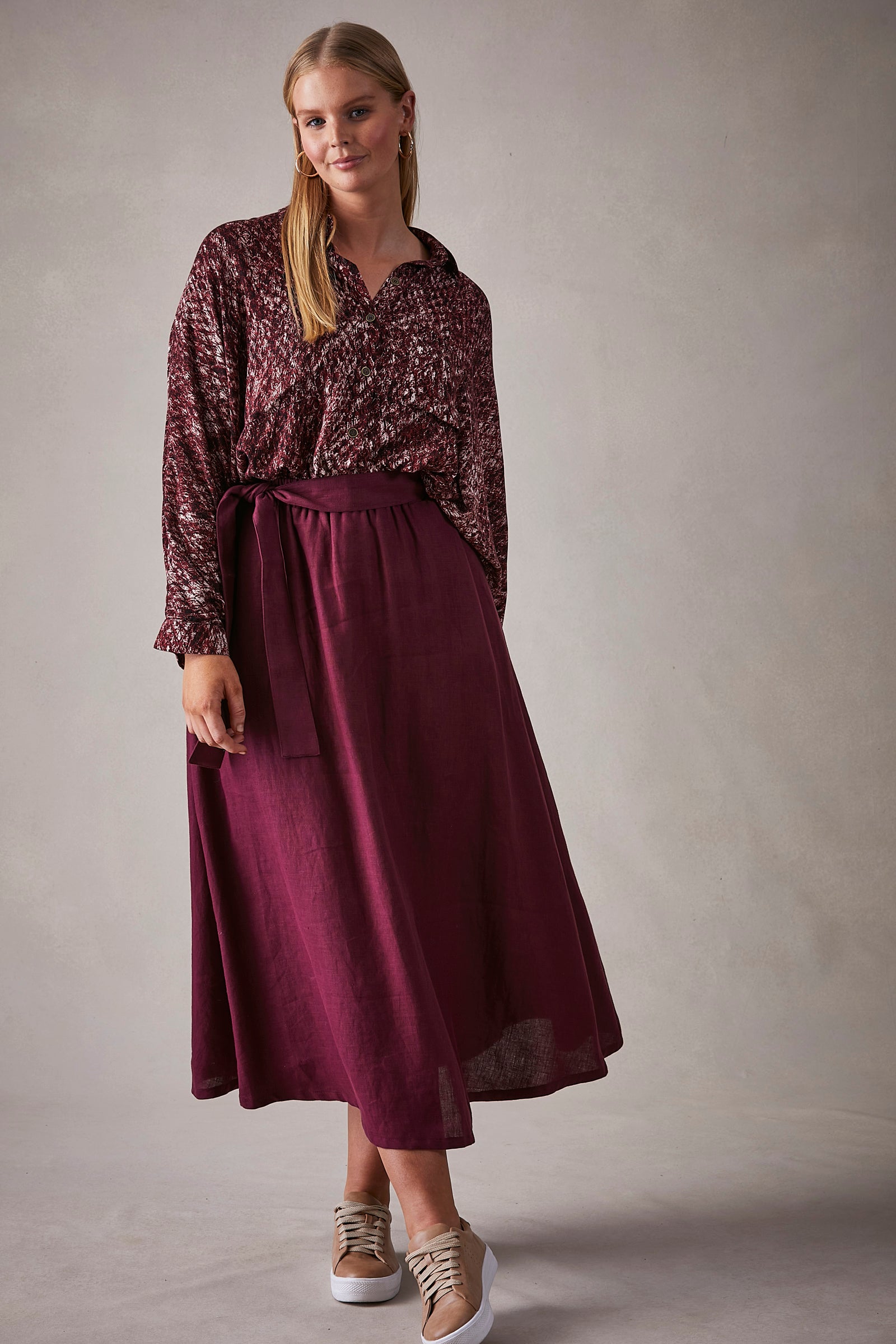 Capella Skirt - Mulberry - eb&ive Clothing - Skirt Mid Linen