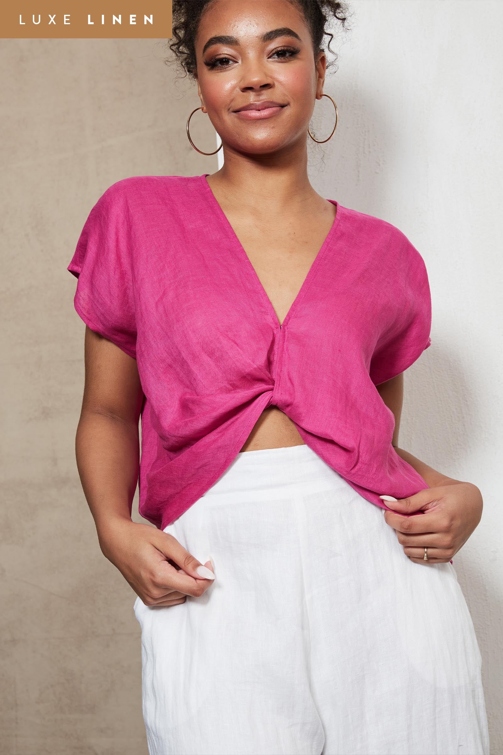 Indica Twist Top - Orchid - eb&ive Clothing - Top S/S Linen