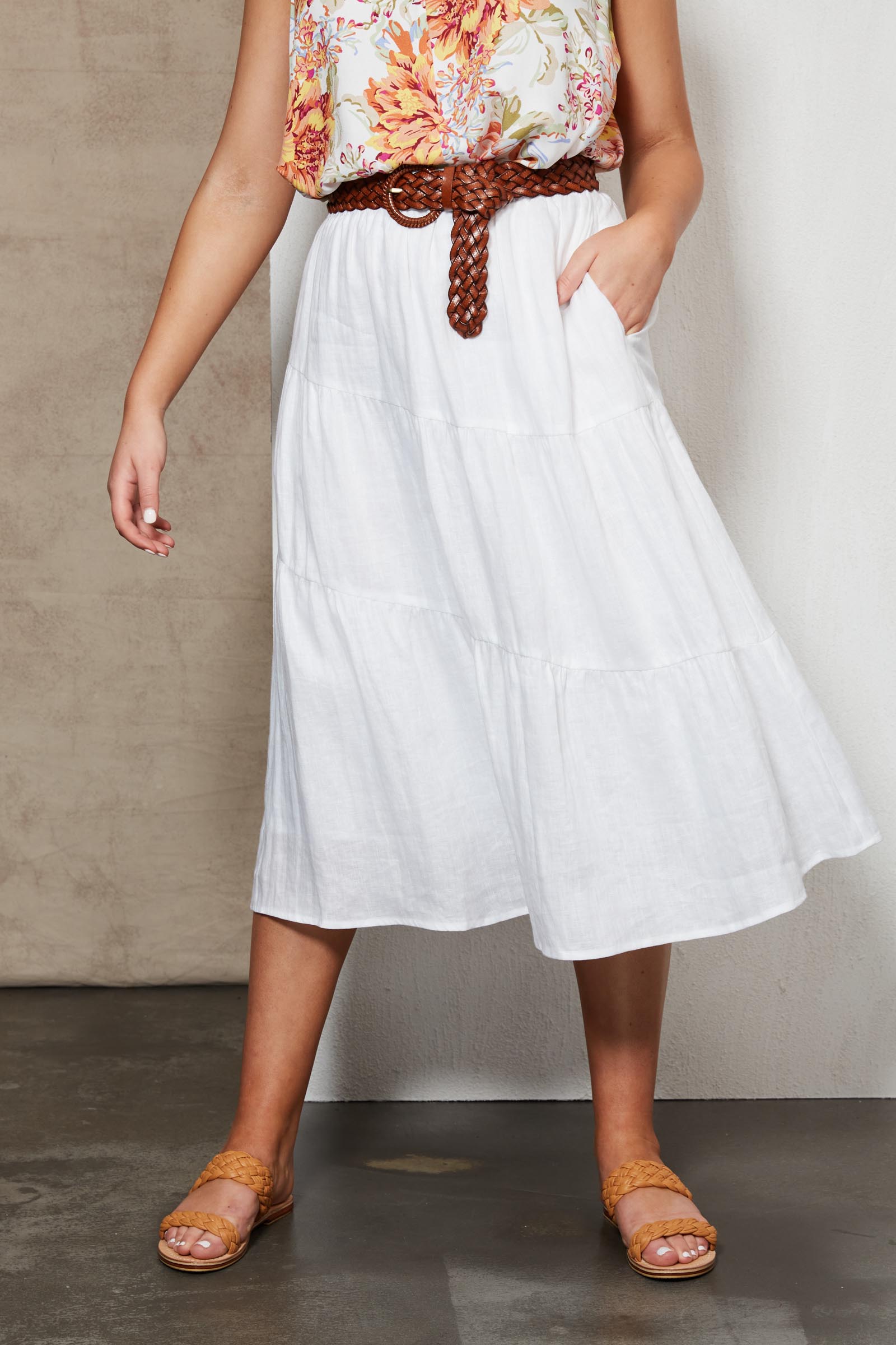 Indica Skirt - Salt - eb&ive Clothing - Skirt Mid Linen