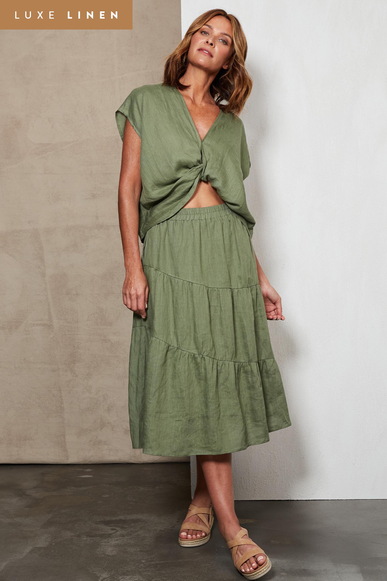Indica Skirt - Fern - eb&ive Clothing - Skirt Mid Linen