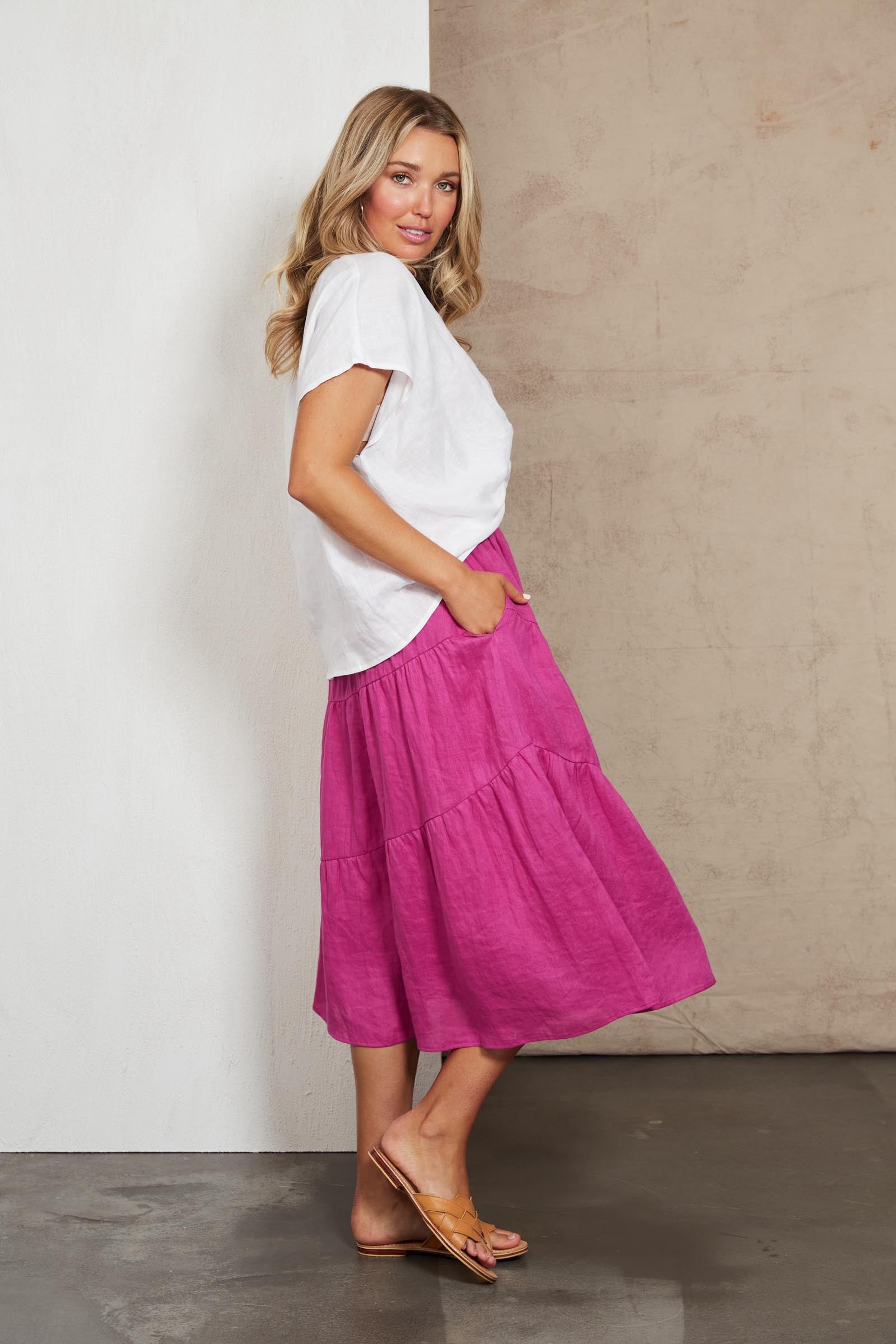 Indica Skirt - Orchid - eb&ive Clothing - Skirt Mid Linen