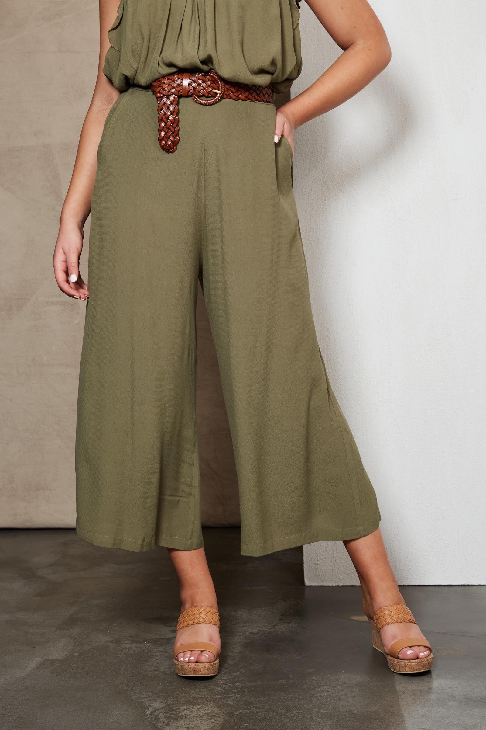 Plumeria Pant - Moss - eb&ive Clothing - Pant Relaxed Crop