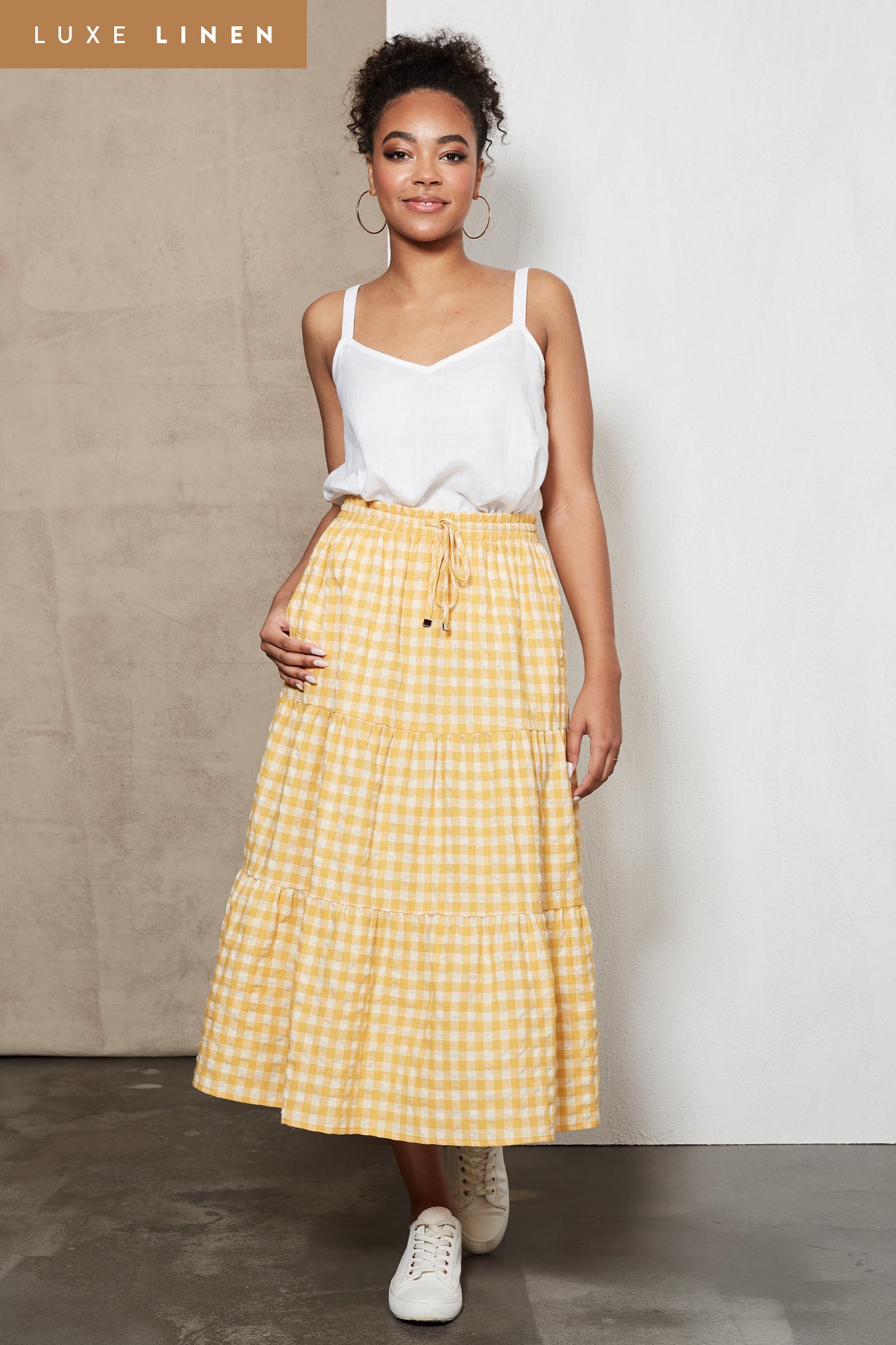 Mimosa Skirt - Honeycomb - eb&ive Clothing - Skirt Mid Linen