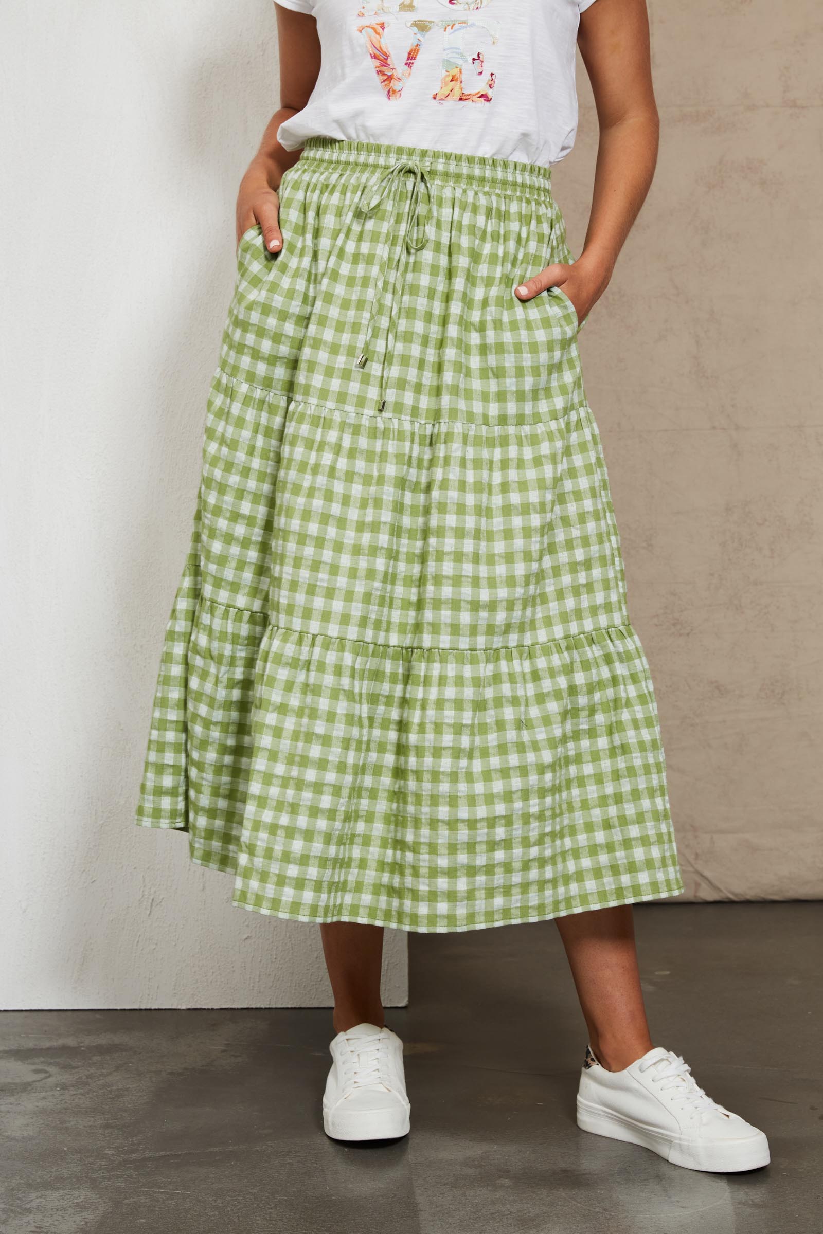 Mimosa Skirt - Evergreen - eb&ive Clothing - Skirt Mid Linen