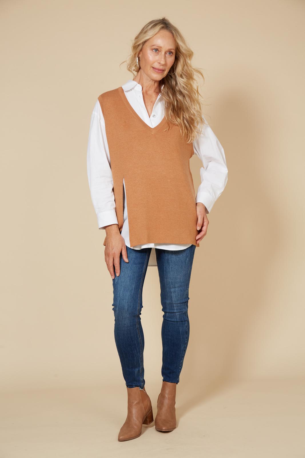 Cleo Vest - Caramel - eb&ive Clothing - Knit Vest