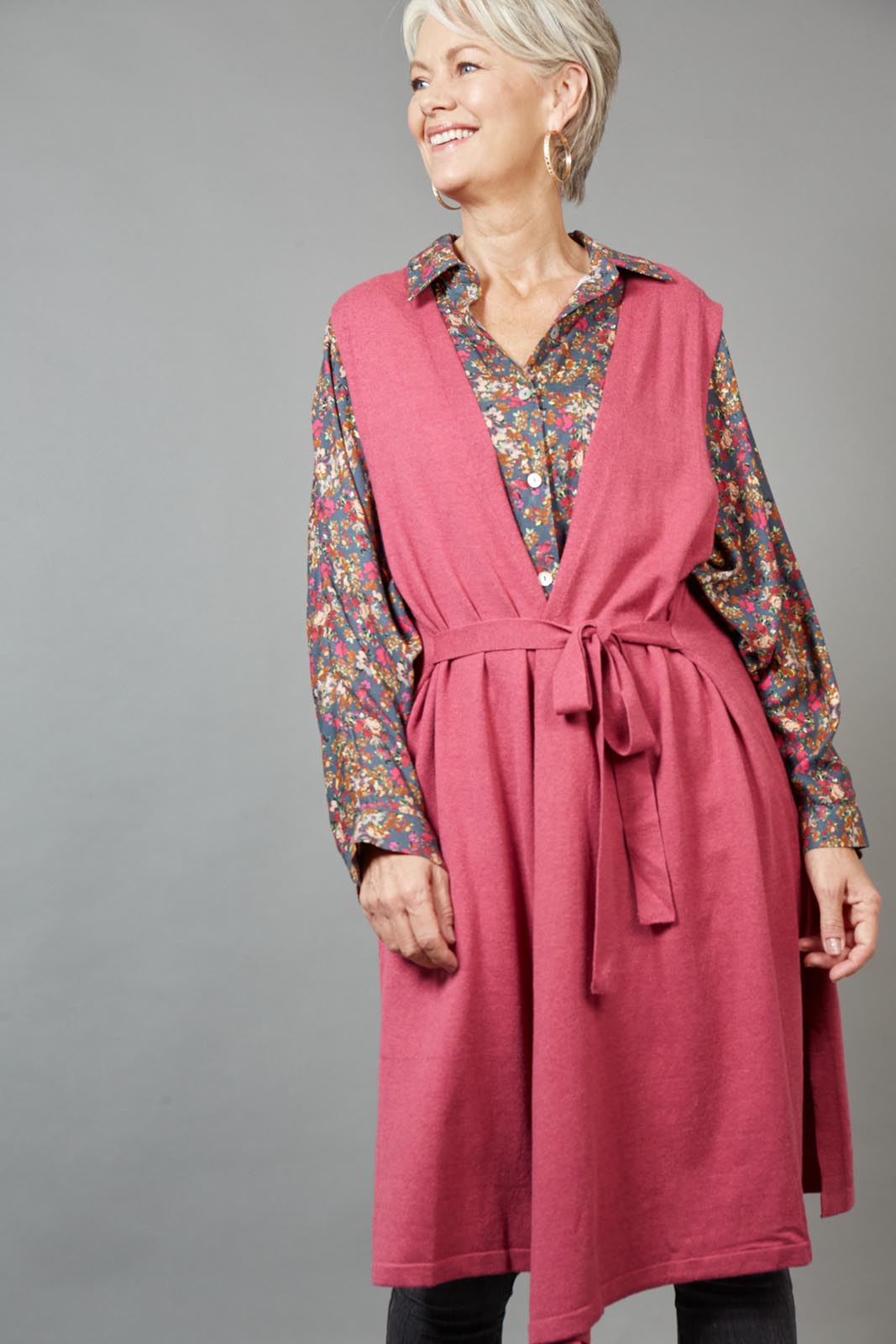 Cleo Longline Vest - Mulberry - eb&ive Clothing - Knit Vest Long One Size