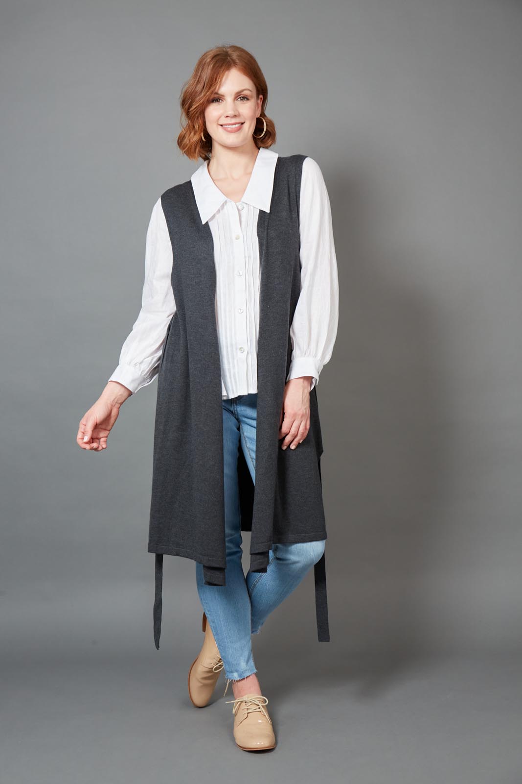 Cleo Longline Vest - Fossil - eb&ive Clothing - Knit Vest Long One Size