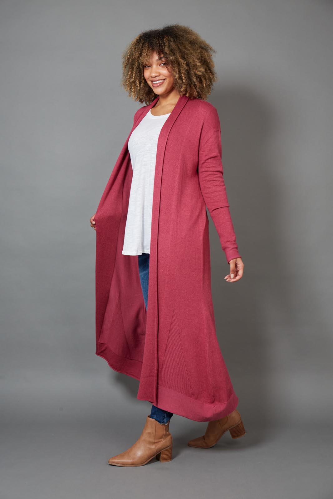 Cleo Longline Cardigan - Mulberry - eb&ive Clothing - Knit Cardigan Long One Size