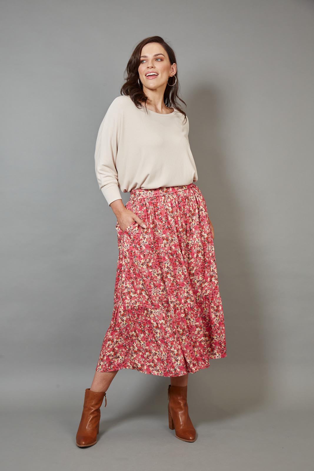Milli Skirt - Rose Ditsy - eb&ive Clothing - Skirt Maxi