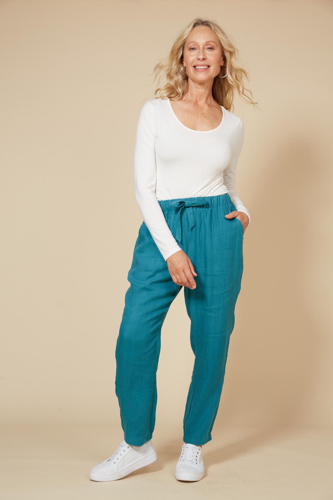 Diaz Relaxed Pant - Teal - eb&ive Clothing - Pant Relaxed Linen