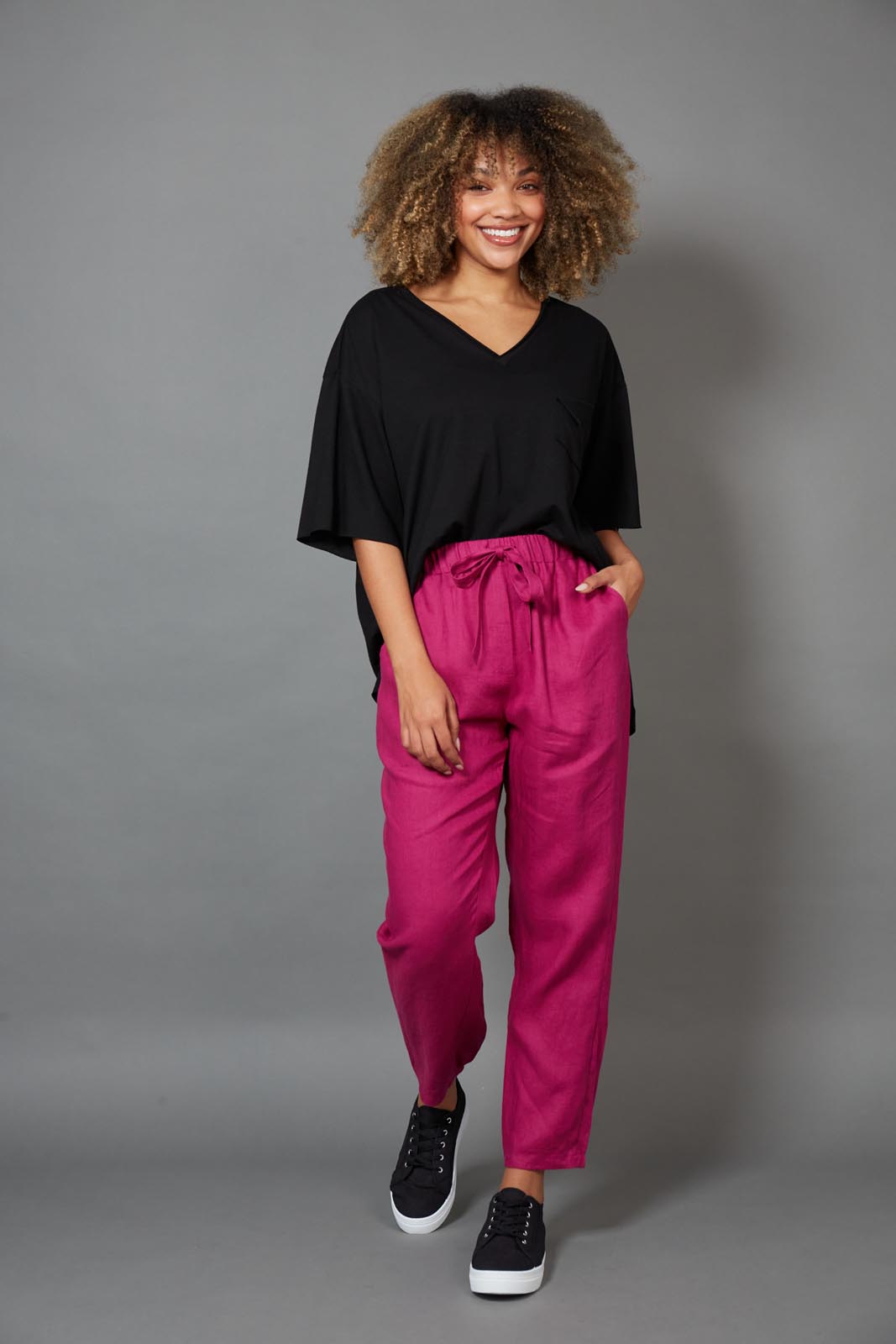 Diaz Relaxed Pant - Mulberry - eb&ive Clothing - Pant Relaxed Linen