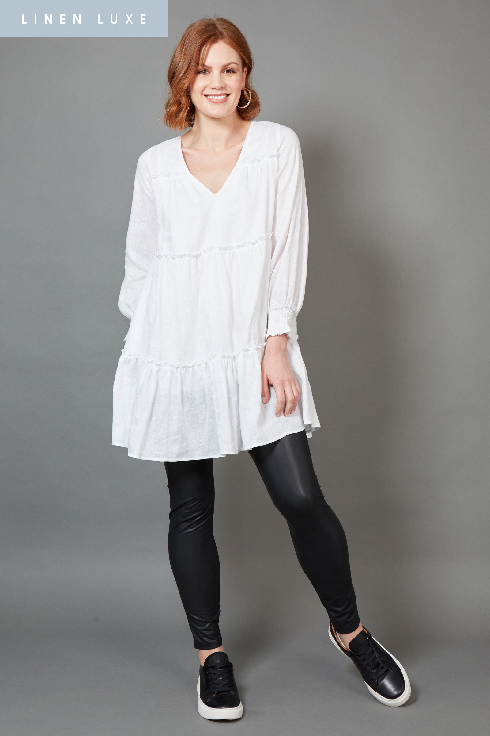 Diaz Dress - Blanc - eb&ive Clothing - Dress Mid Linen