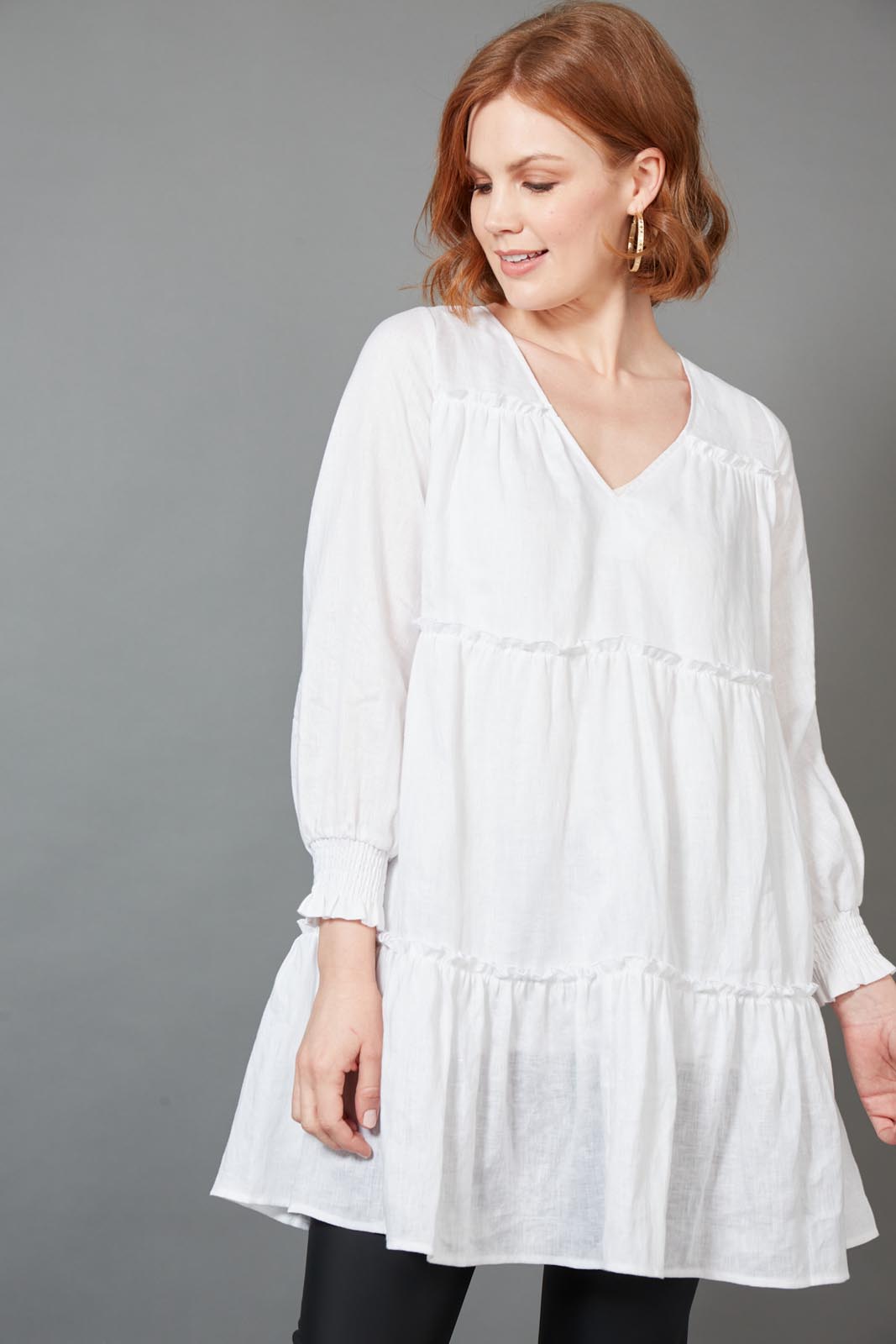Diaz Dress - Blanc - eb&ive Clothing - Dress Mid Linen