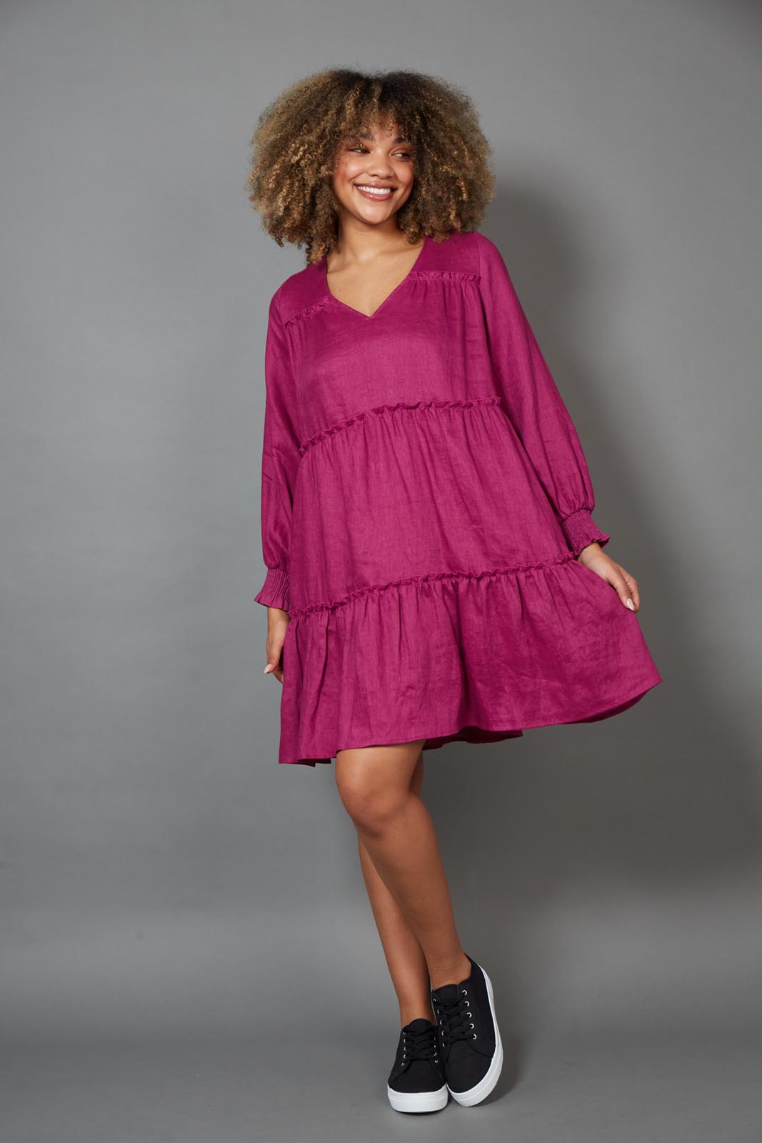 Diaz Dress - Mulberry - eb&ive Clothing - Dress Mid Linen
